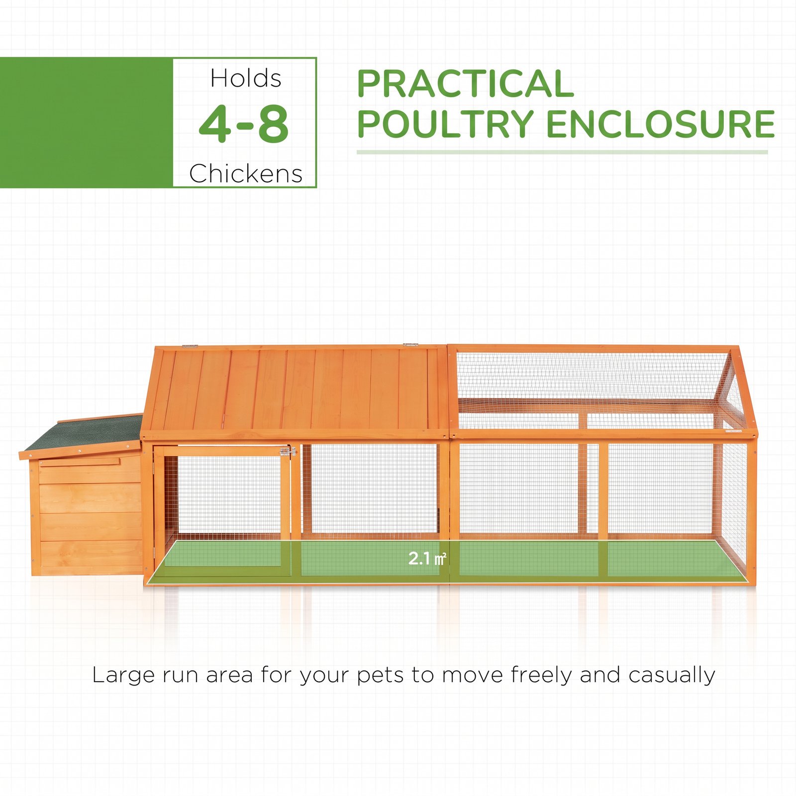Wooden Chicken Coop with Nesting Box, Openable Roof, for 4-8 Chickens