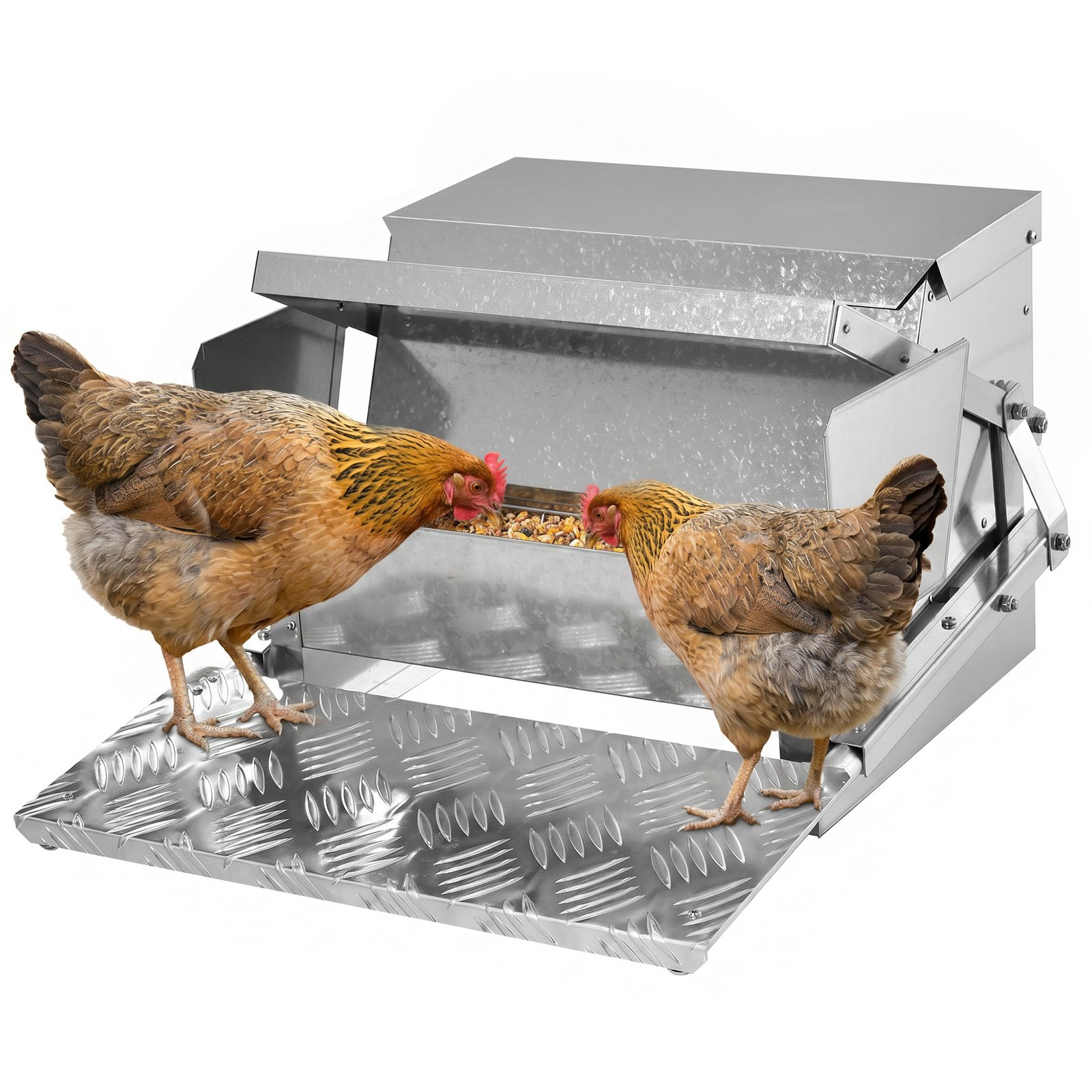 11.5KG Automatic Chicken Poultry Feeder Rat Proof Treadle Self Opening with Galvanized Steel and Aluminium