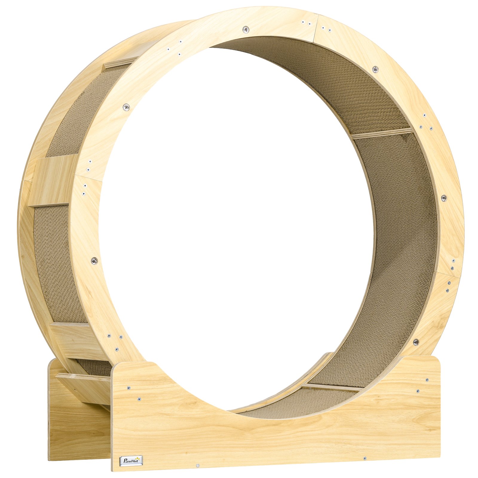 Cat Wheel with Brake, Scratching Pads - Oak Tone
