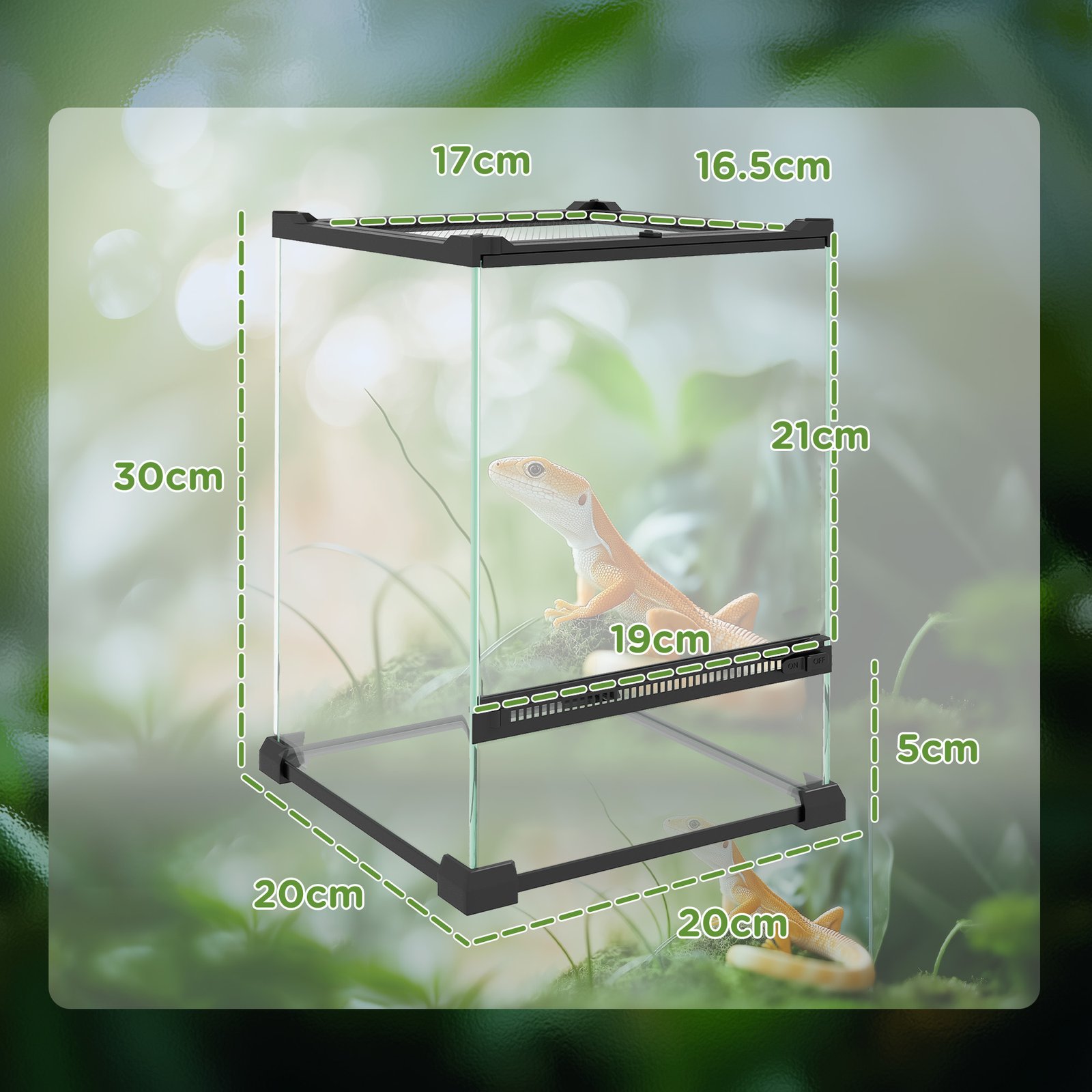12L Vivarium for Lizards, Frogs, Snakes, Turtles, Tortoises w/ Anti-Escape Design, Ventilation