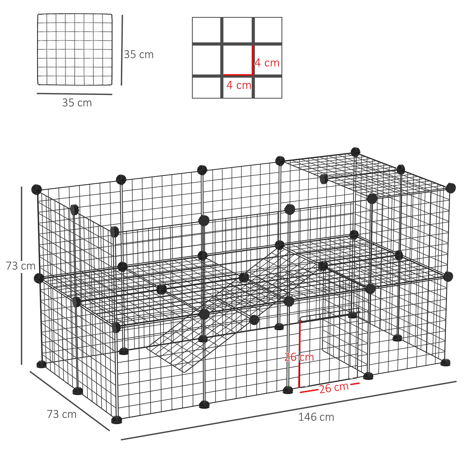 DIY Pet Playpen Metal Wire Fence Indoor Outdoor Rabbit Small Animals Cage 36 Panel Enclosure Black