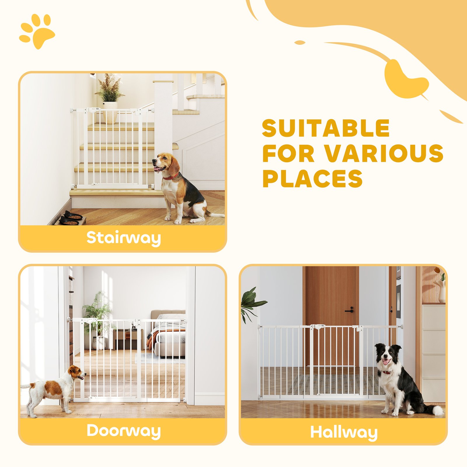 Adjustable Safety Gate w/ Three Extensions, Four Adjustable Screws, White - Image 8