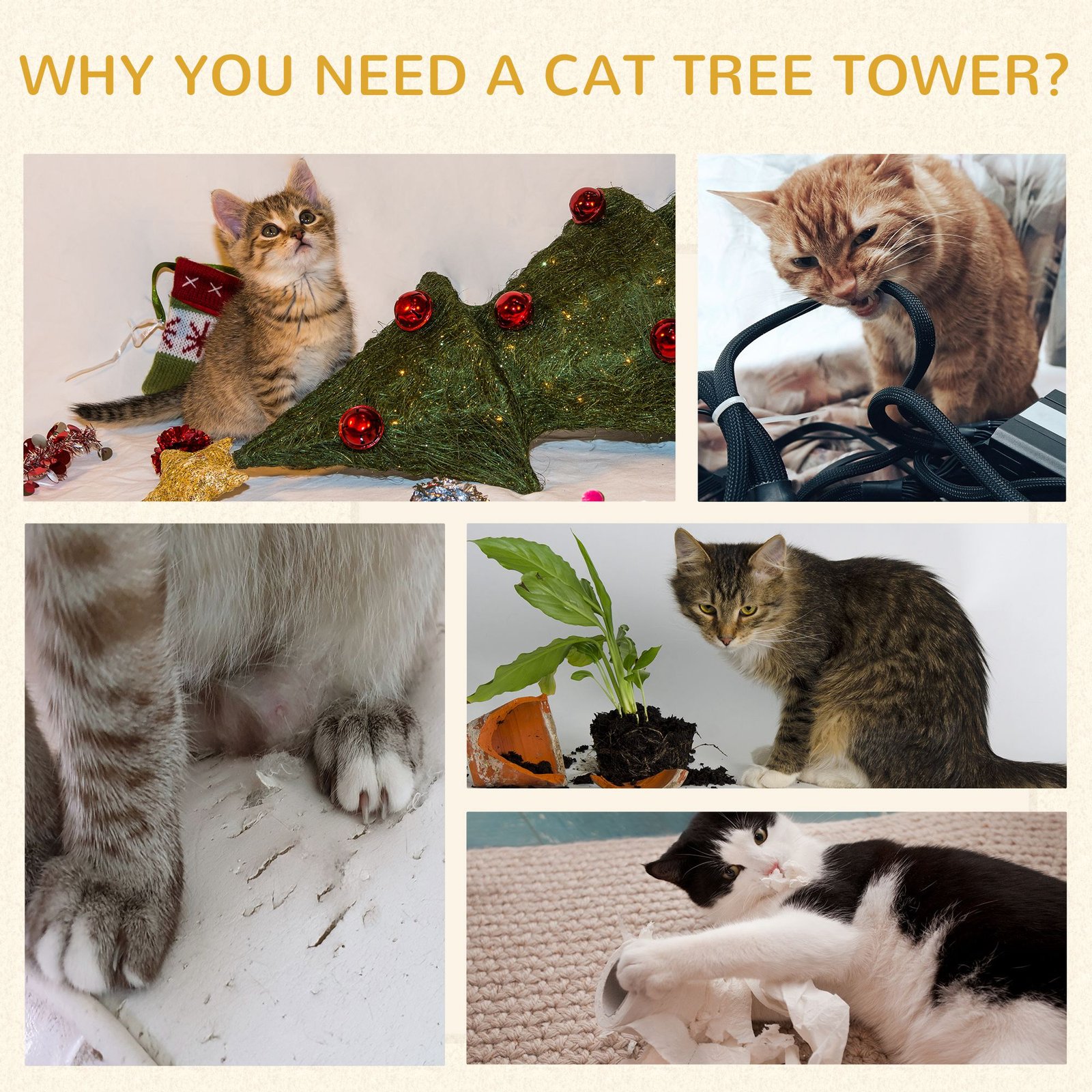Cat Scratching Barrel Kitten Tree Tower for Indoor Cats Pet Furniture Climbing Frame Covered with Sisal and Seaweed Rope Cozy Platform Soft Plush - Image 7