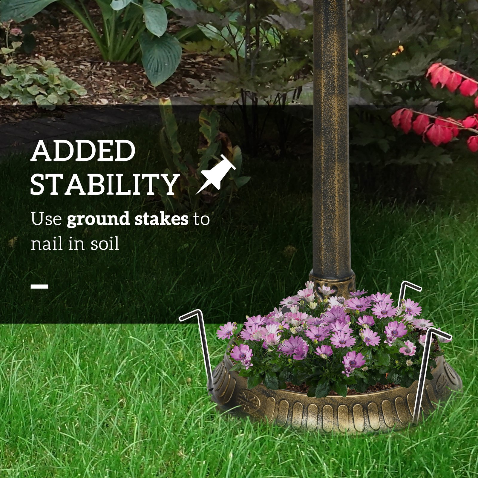 72cm Tall Antique Bird Bath for Garden, Vintage Style Birdbath with Bird Decoration and Flower Planter Base, Bird Bath Bowl for Outdoor, Bronze Tone