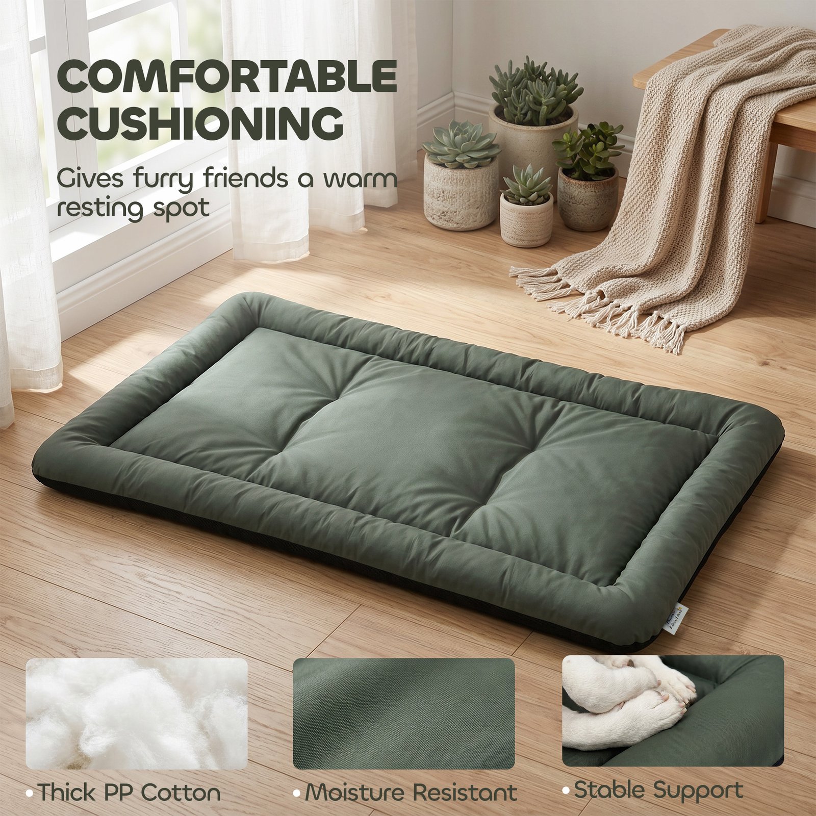 Waterproof Dog Bed, Foldable Pet Bed with Anti-Slip Bottom, Machine Washable for Large Dogs and Cats, 130 x 85 x 7 cm