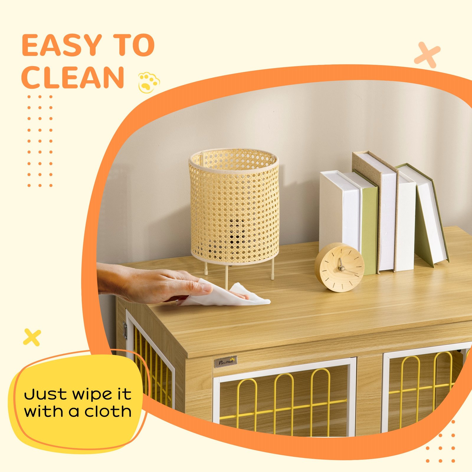 Dog Crate Furniture, Dog Cage End Table. with Soft Cushion, Double Door - Oak Tone - Image 7