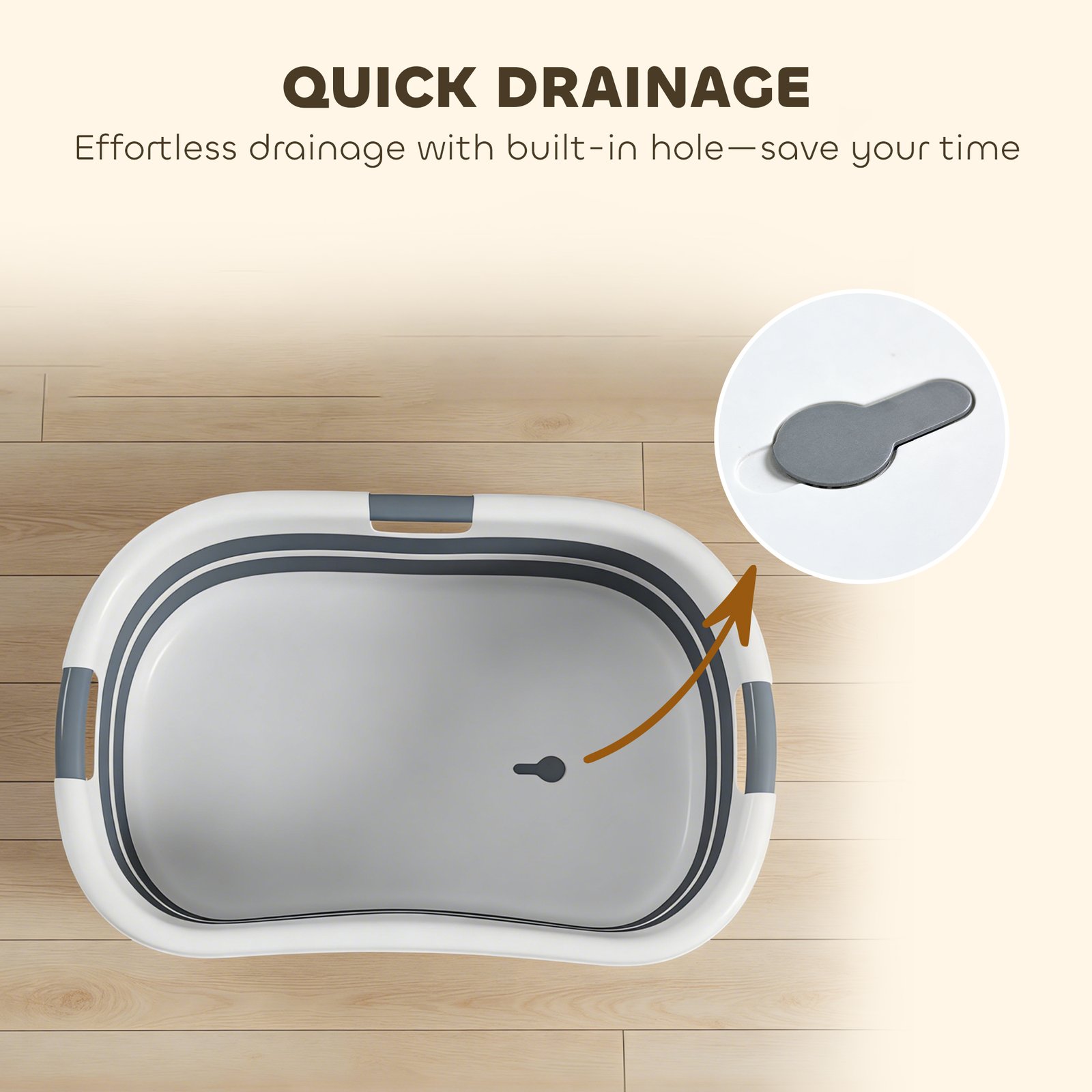 Dog Bath Tub, Portable Foldable Dog Bathtub with Drainage Hole, for Small Dogs Puppies Grey