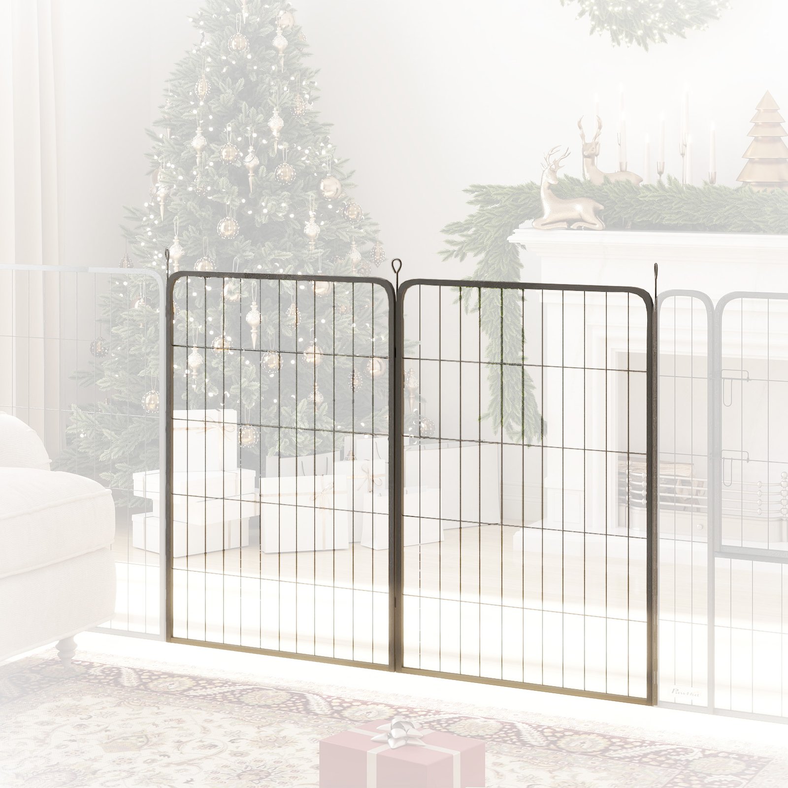 Two-Piece Dog Pen Expansion Pack for Large Dogs, 100cm Tall Animal Pen with Three Connecting Stakes