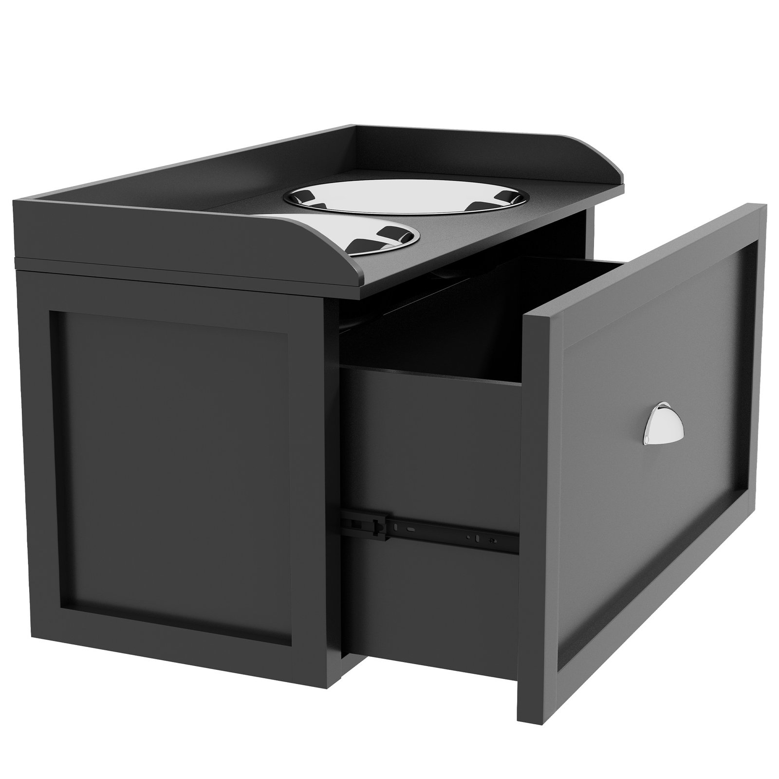 Stainless Steel Raised Dog Bowls, with 21L Storage Drawer for Large Dogs and Cats - Black - Image 7
