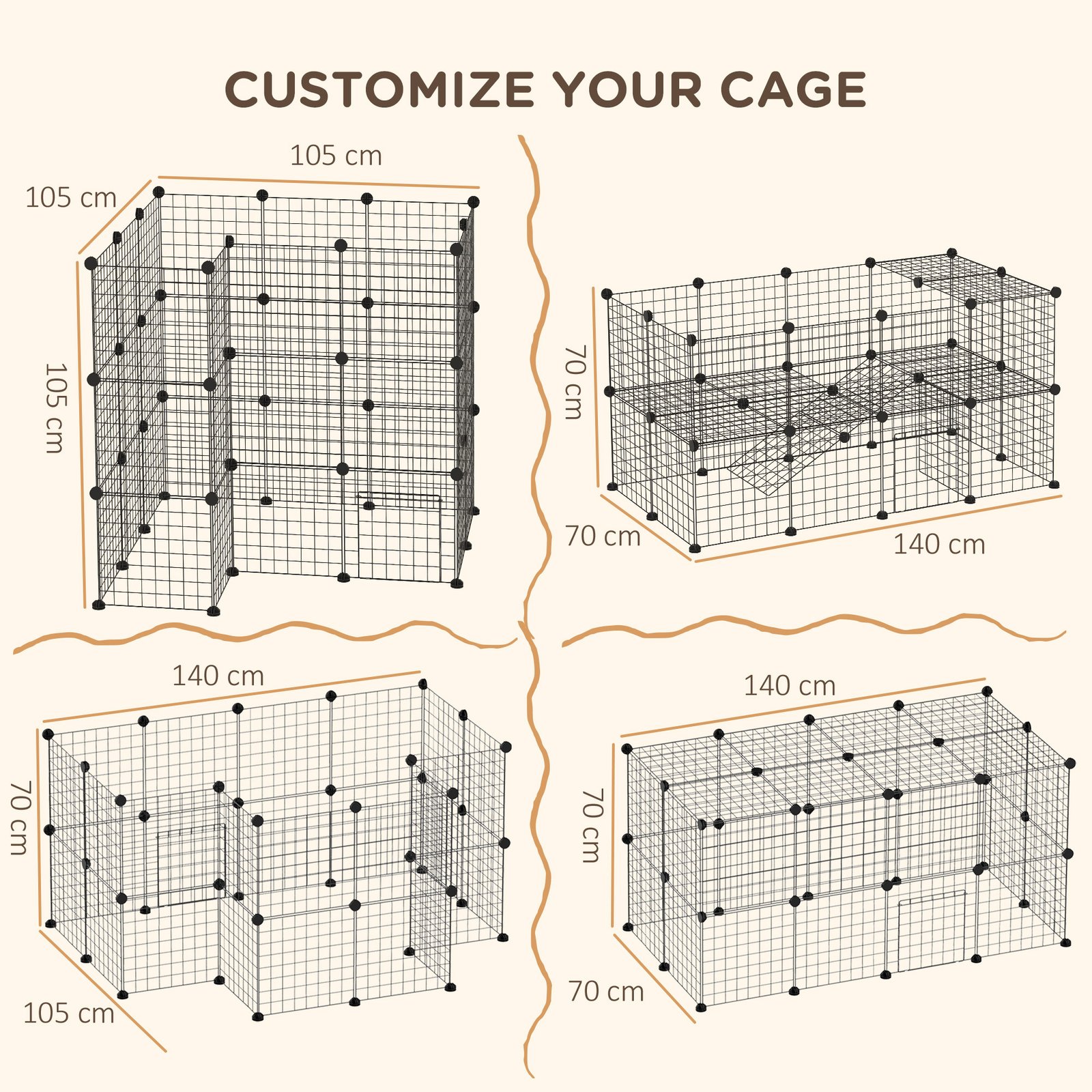 DIY Pet Playpen Metal Wire Fence Indoor Outdoor Rabbit Small Animals Cage 36 Panel Enclosure Black