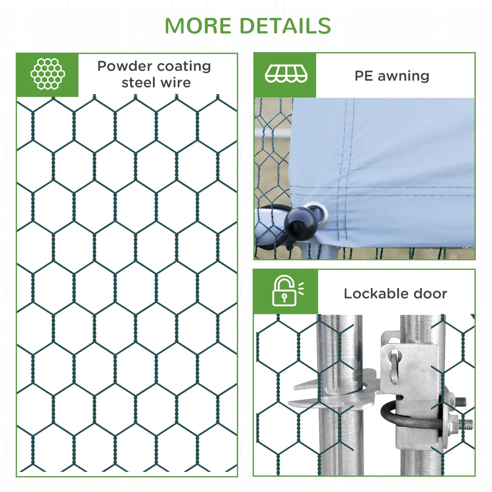 Large Chicken Coop, Galvanised Walk In Chicken Coop Hen House w/ Water-Resist Cover, Grey - Image 6