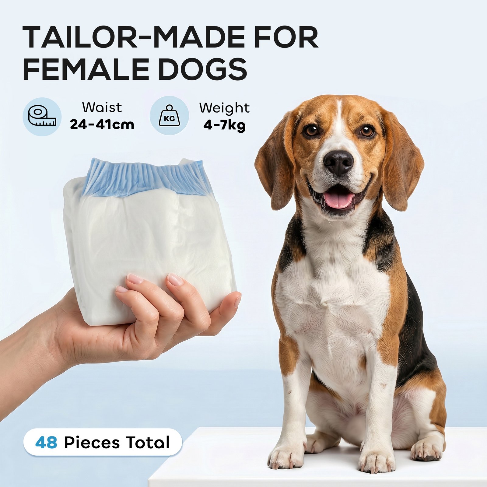 Disposable Dog Diapers Female for M Dogs Incontinence or Excitable Urination and Training 48 Count