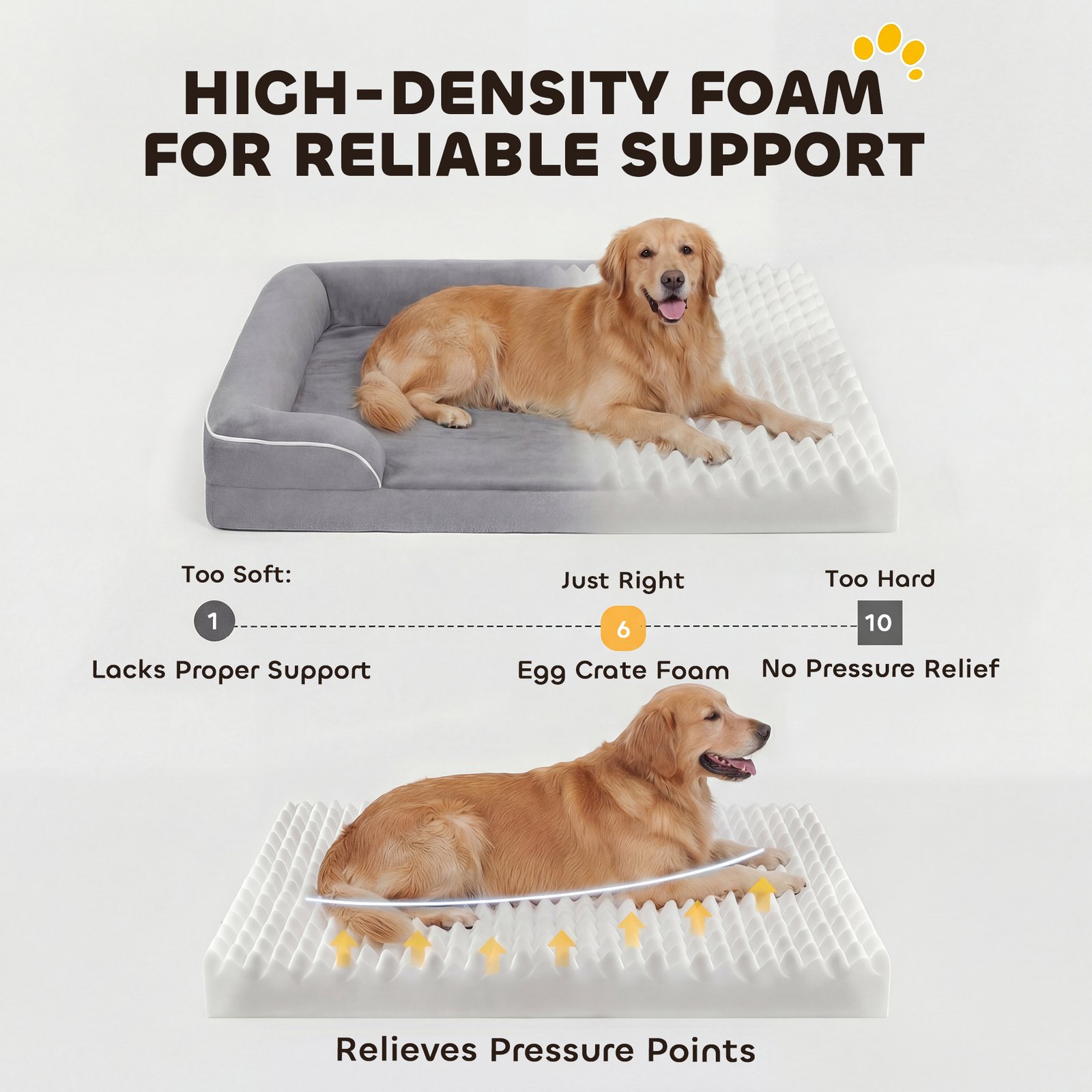 Dog Sofa Bed, Washable Pet Bed with Removable Cover and Non-Slip Bottom for Small, Medium and Large Dogs, Grey