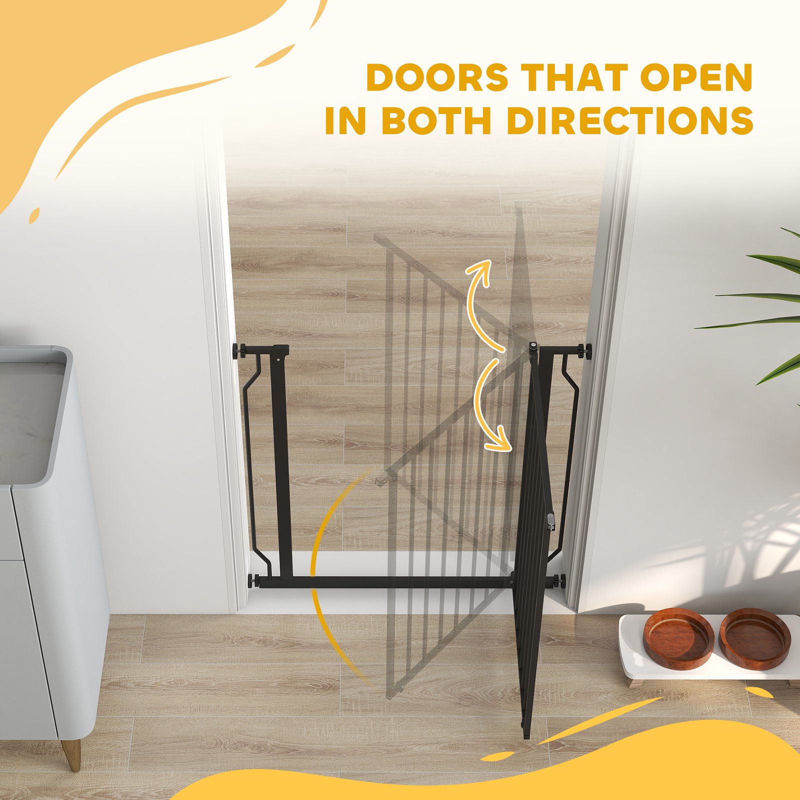 Extra Wide Dog Gate, with Door Pressure, for Doorways, Hallways, Staircases - Black - Image 8
