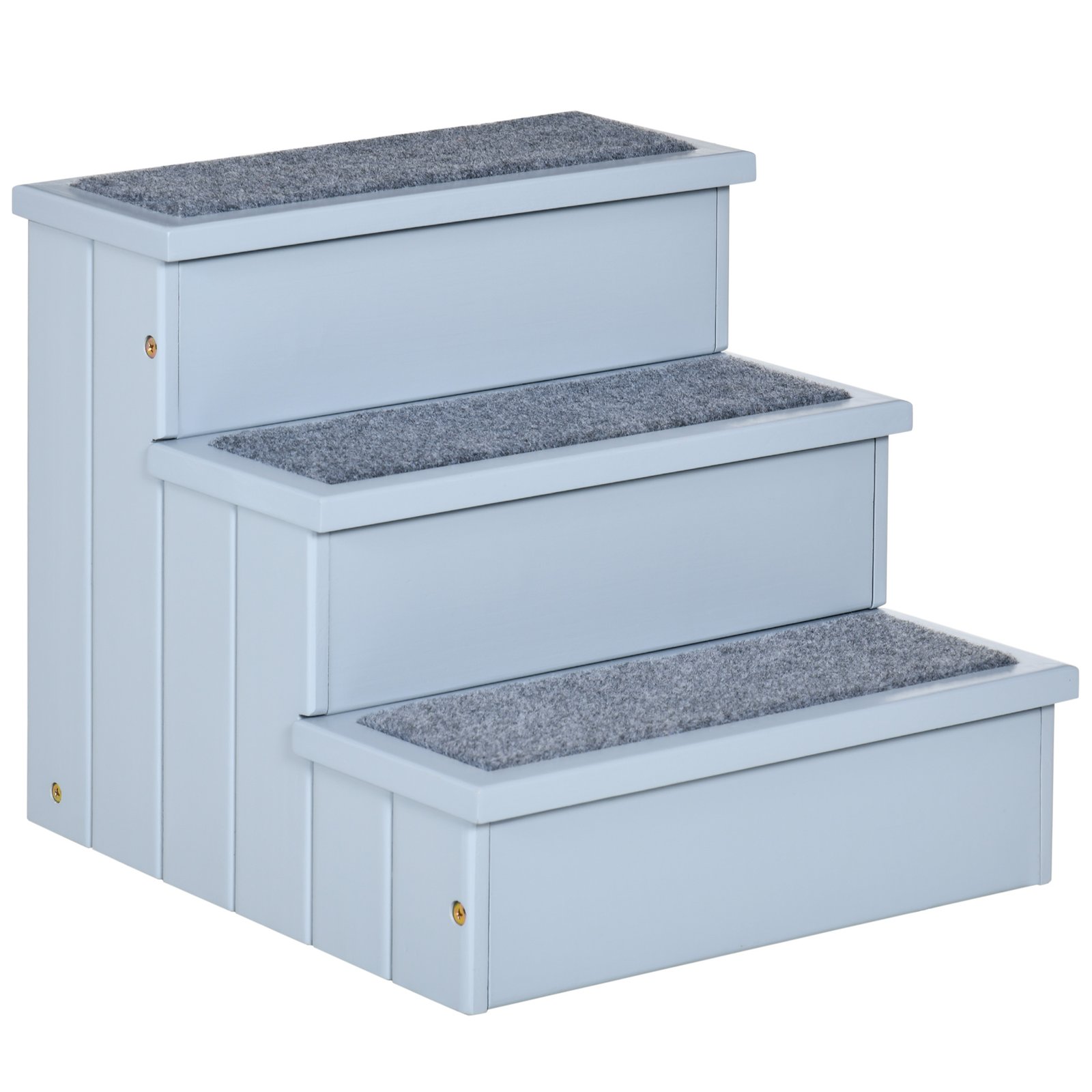 Dog Steps for Bed Sofa, 3 Step Wooden Dog Stairs for Sofa, Pet Stairs with Storage for Small Cats and Puppy, Grey