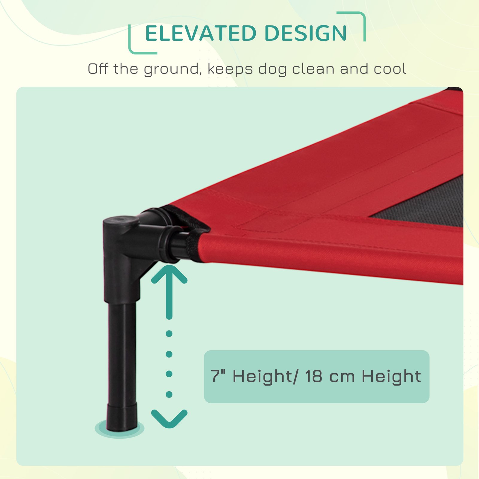 Raised Dog Bed, Lightweight Cat Elevated Lifted Portable w/ Breathable Mesh, Metal Frame for Camping Beach Travel Use Black and Red (Medium)