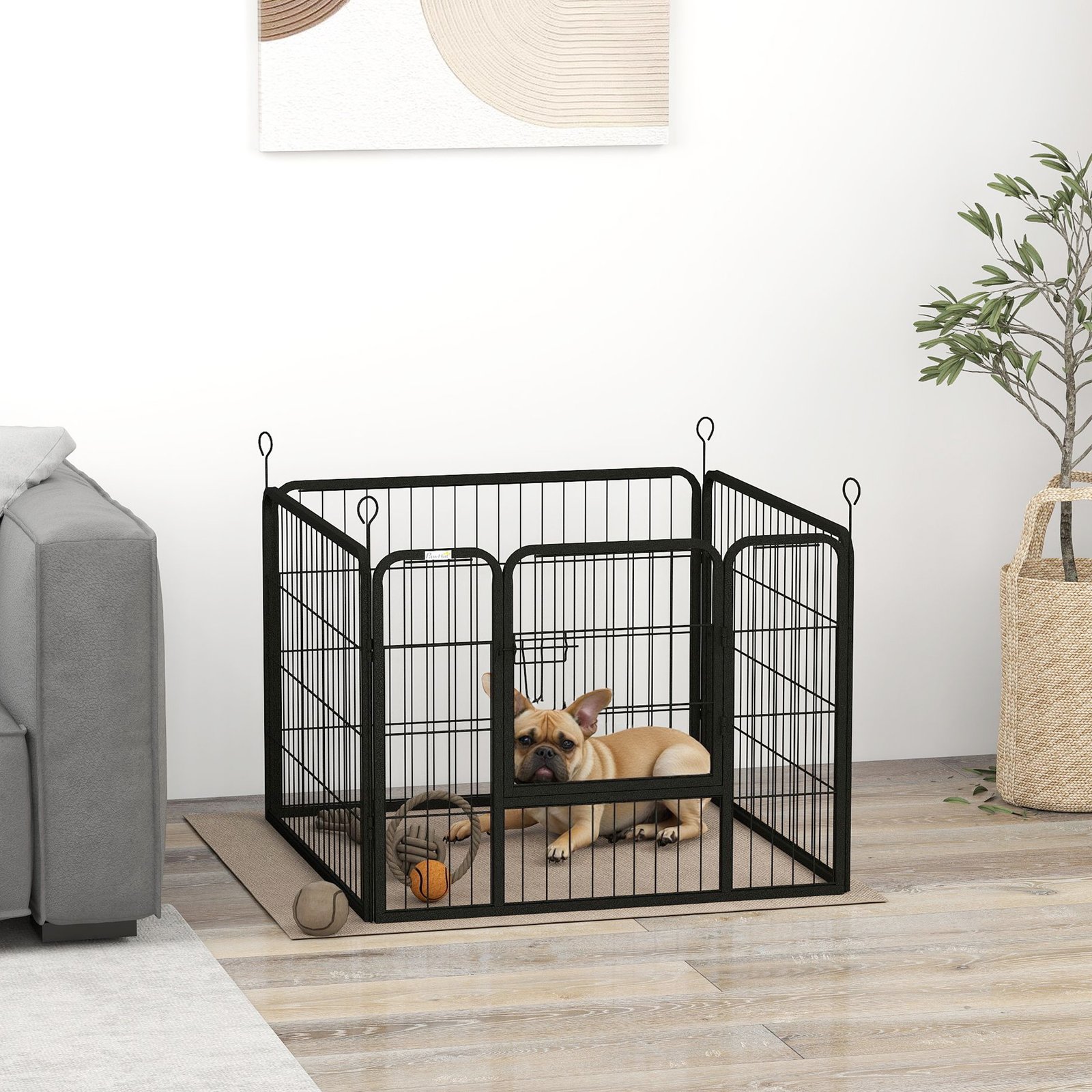 Heavy Duty Dog Playpen, 4 Panel Puppy Pen, Foldable Dog Kennel Both Indoor Outdoor Use Collapsible Design 82L x 82W x 60H (cm) - Image 9
