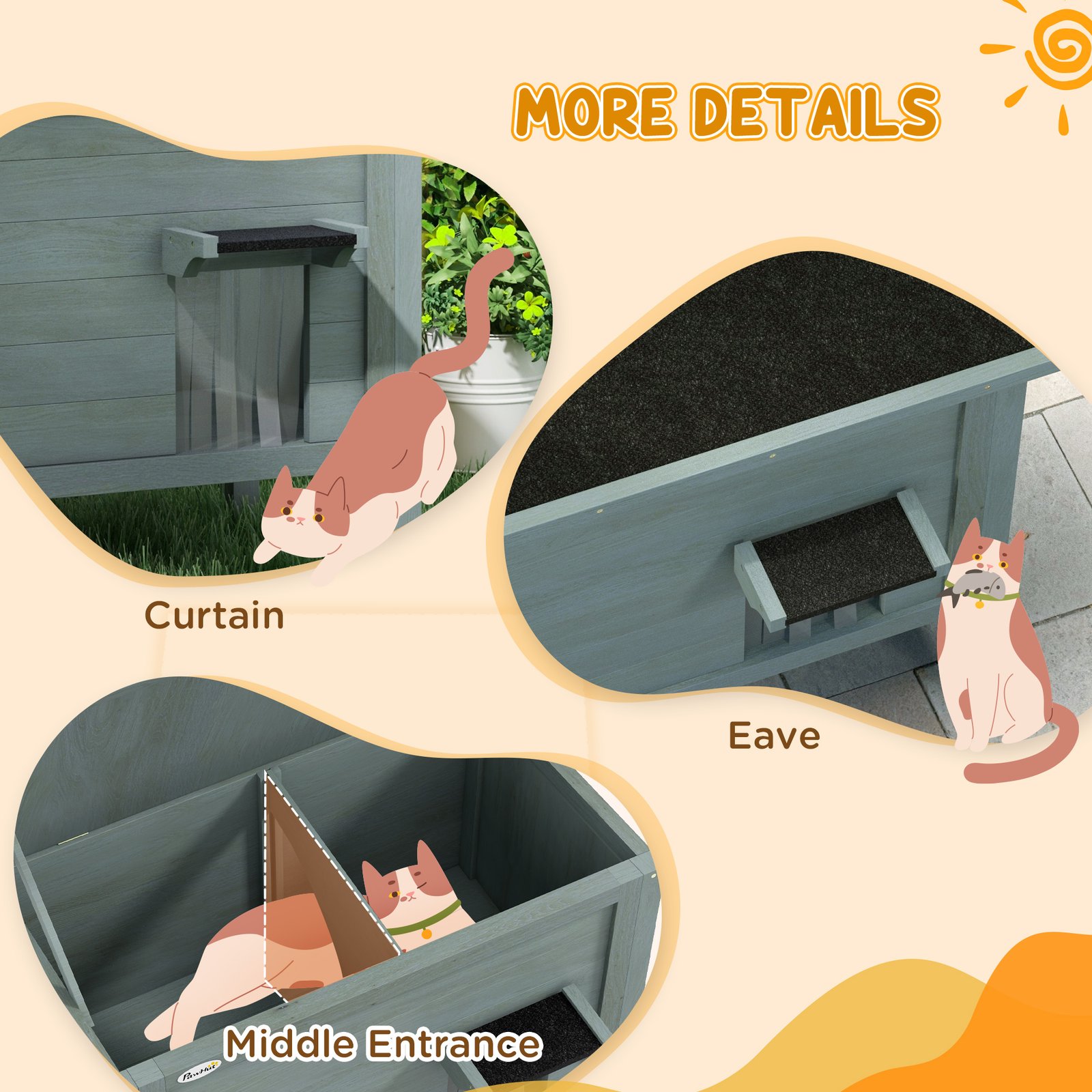 Feral Cat House, Wooden Insulated with Removable Floor, Water-Resistant Openable Roof - Charcoal Grey - Image 7