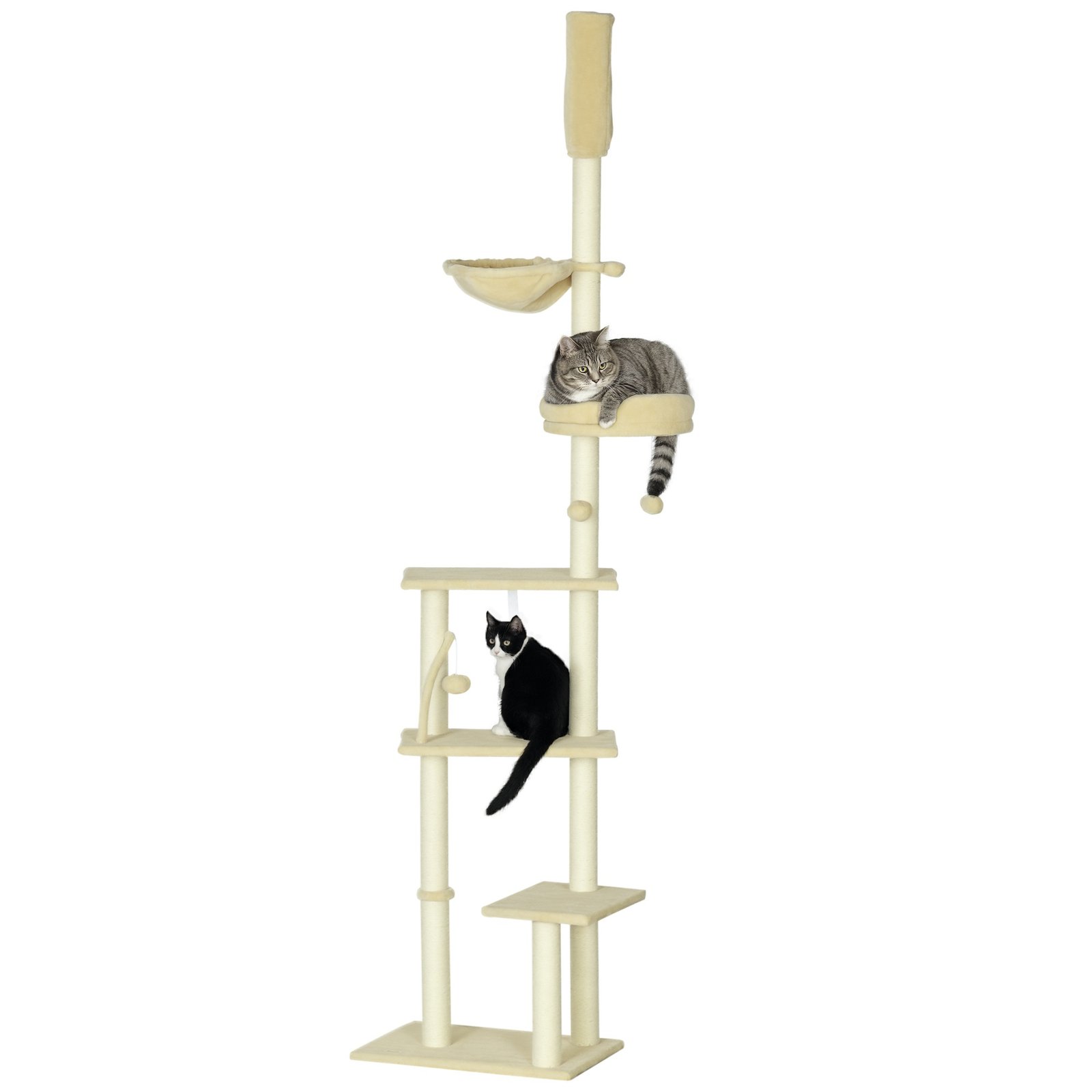 230-250cm Floor-to-Ceiling Climbing Cat Tree Tower - Beige
