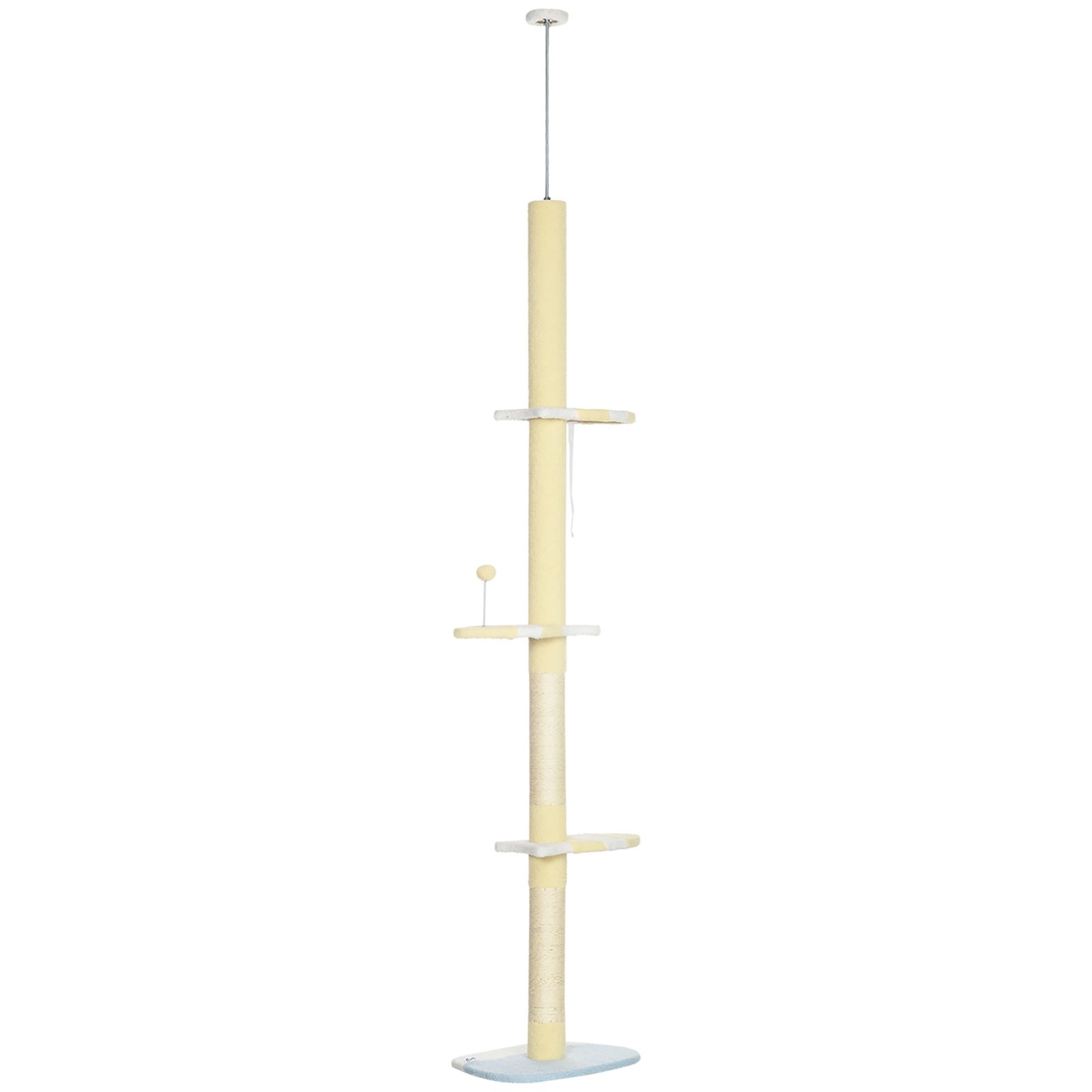 260cm Adjustable Floor-To-Ceiling Cat Tree w/ Anti-Tipping Kit, Toy Ball