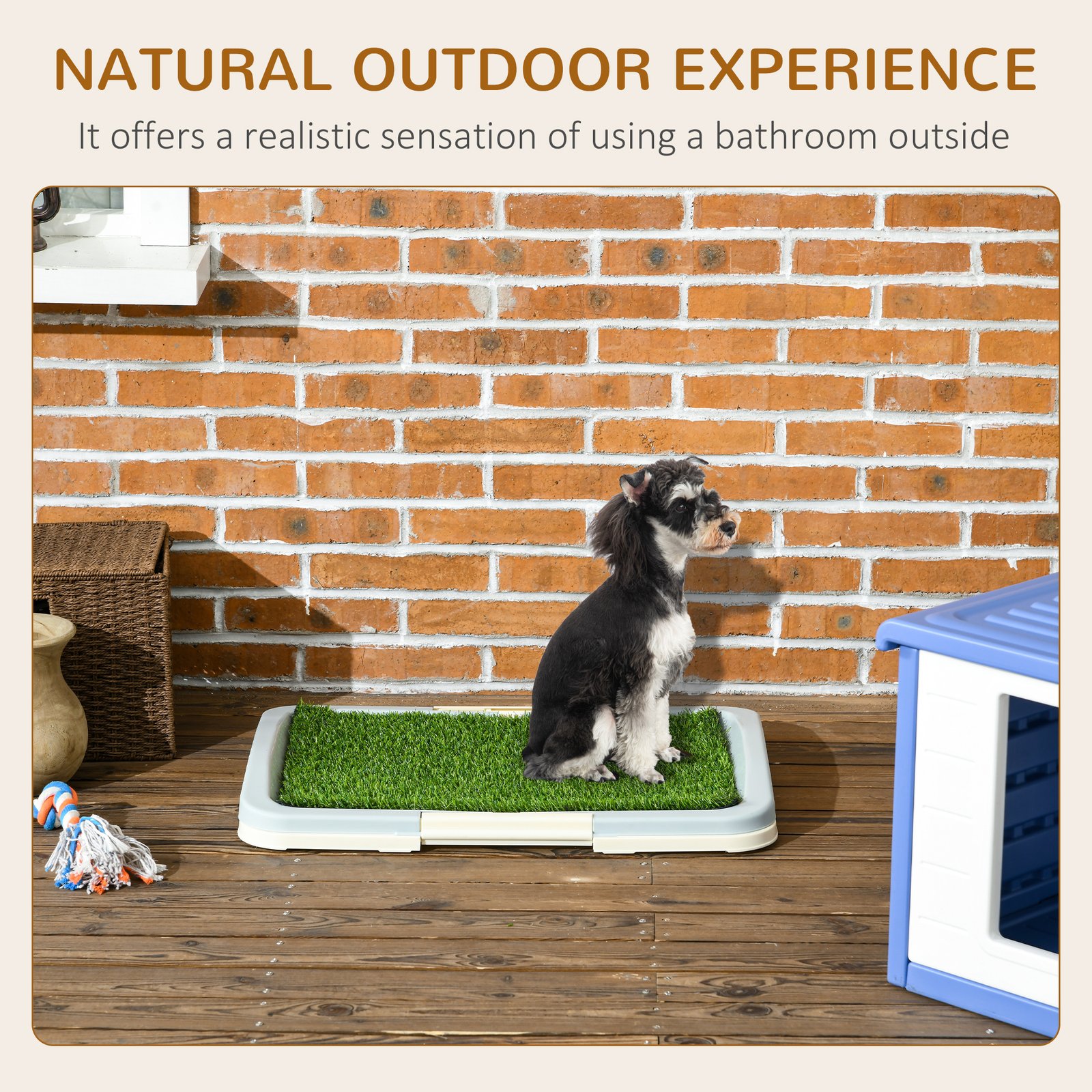 Puppy Training Pad, Indoor Portable Puppy Pad, with Artificial Grass, Grid, Panel, Tray, 63 x 48.5cm - Image 4