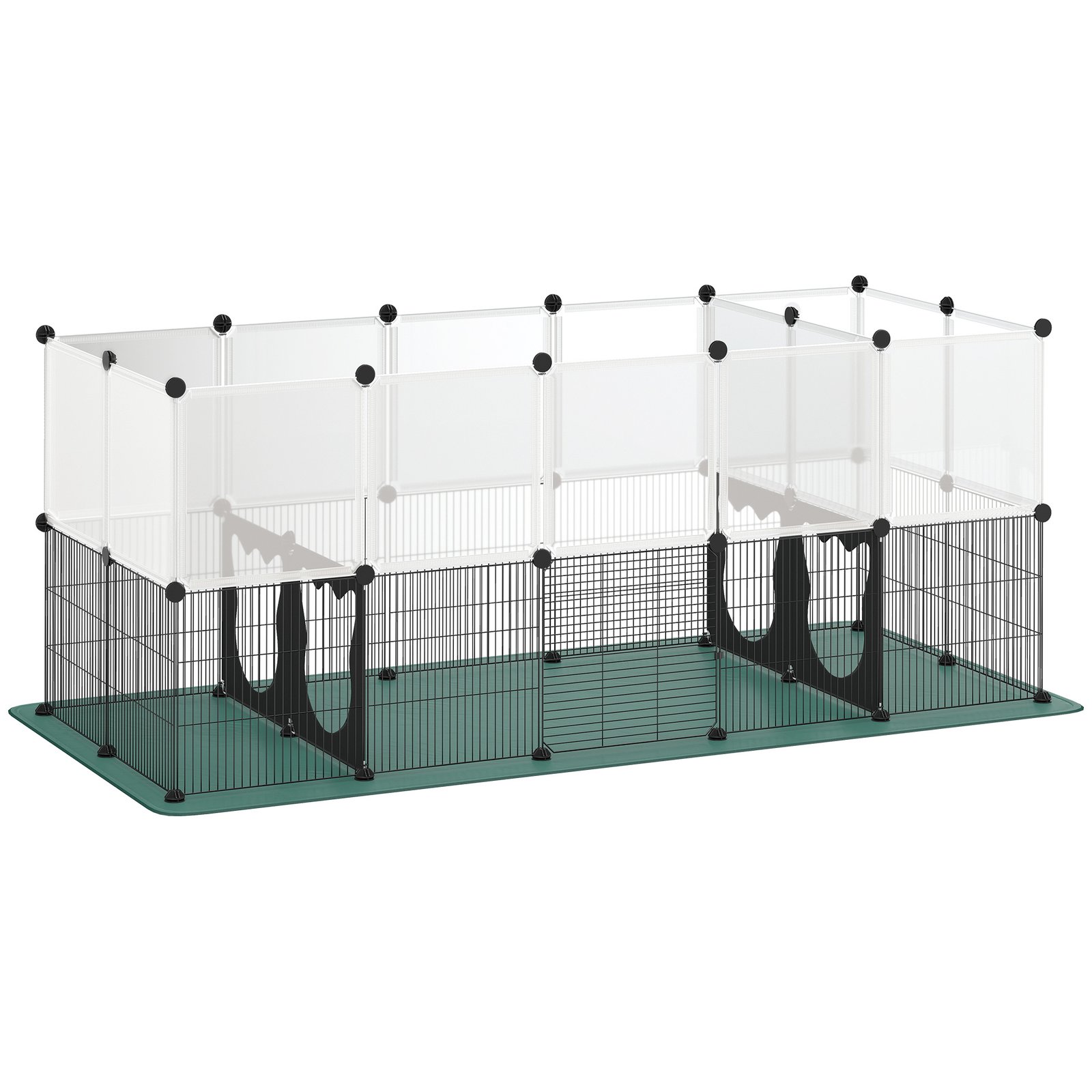Pet Playpen with Waterproof Mat, DIY Small Animal Enclosure 34 Panels, Indoor/Outdoor Metal Pet Fence for Guinea Pigs