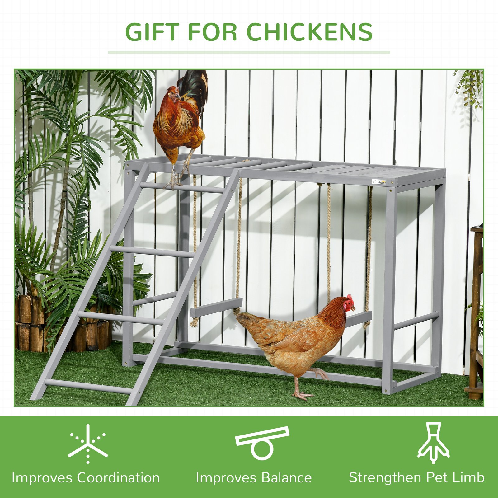 Walk In Chicken Run with Chicken Activity Shelf and Cover, 2.8 x 5.7 x 2m - Image 6