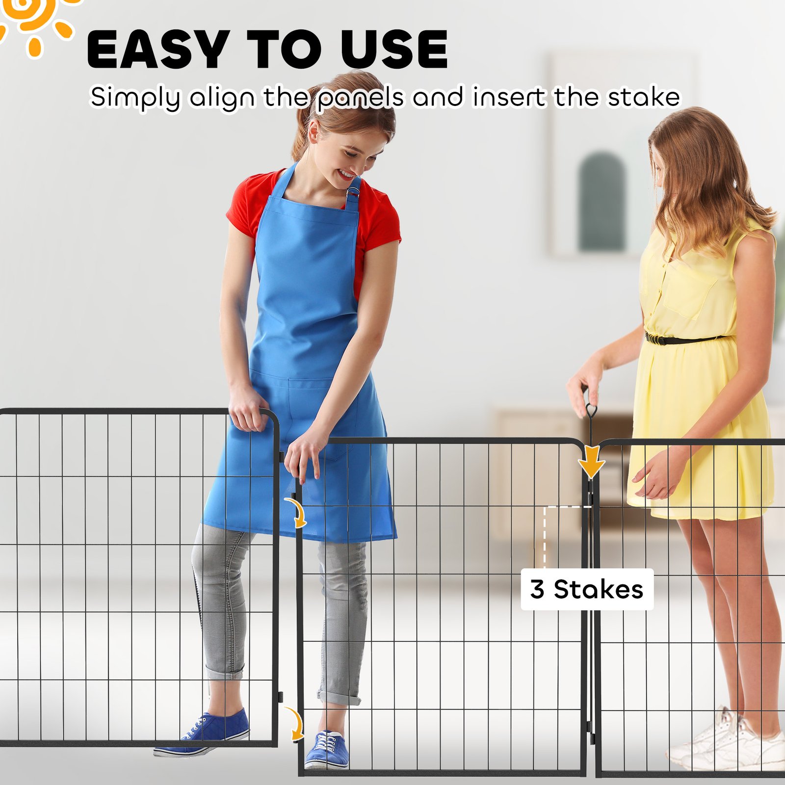 Two-Piece Dog Pen Expansion Pack for Medium Dogs, 80cm Tall Animal Pen with Three Connecting Stakes