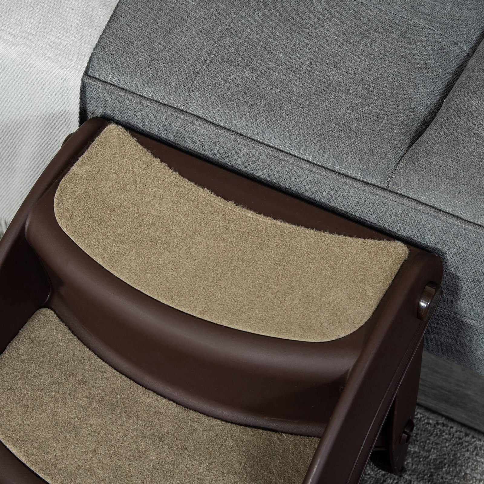 Foldable Dog Steps for Bed Sofa, Portable Dog Stairs 3-Step for High Bed, Pet Stairs with Non-slip Mats for Small and Miniature Breeds, 49 x 38 x 38 cm, Brown