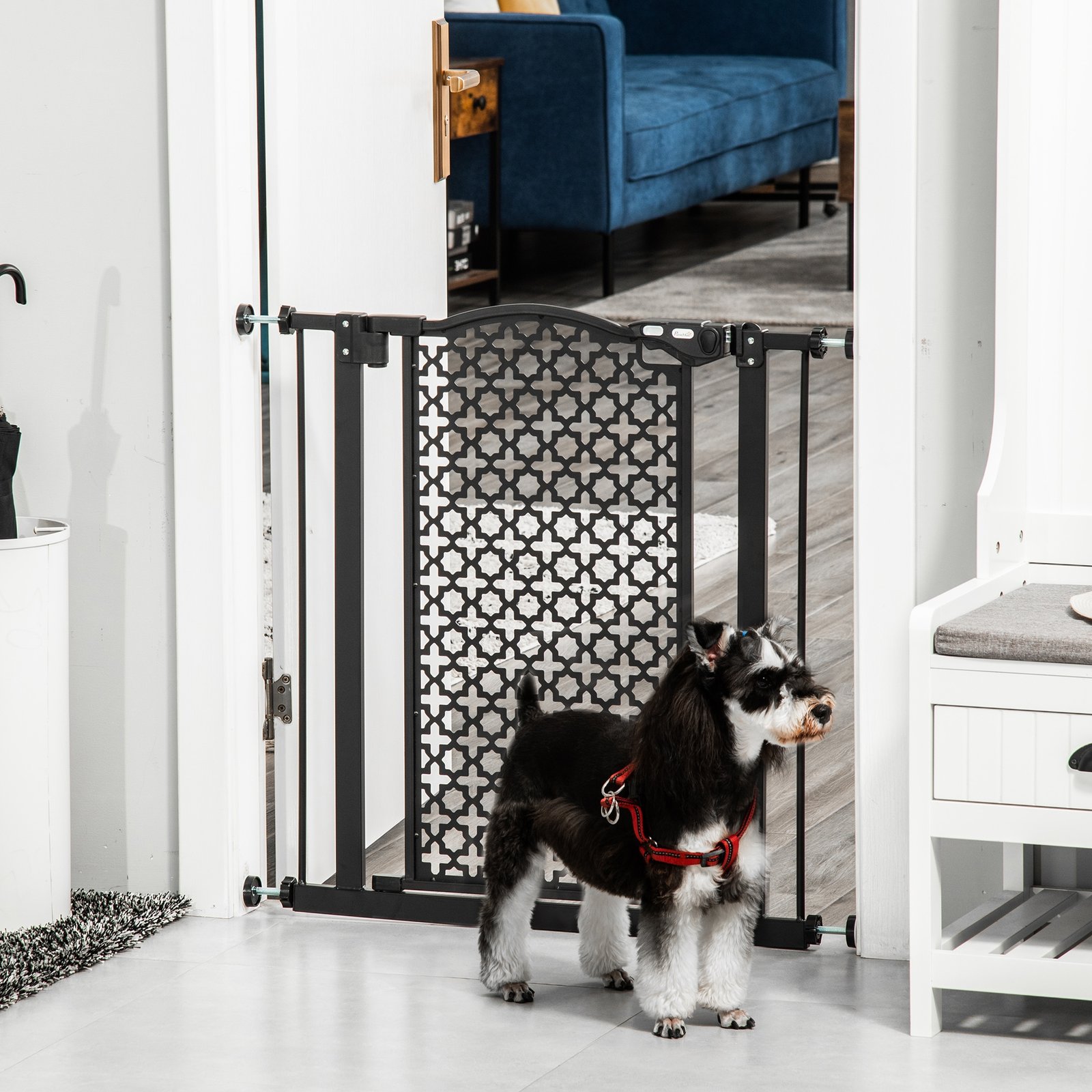 74-80 cm Pressure Fit Safety Gate for Doorways and Staircases, Dog Gate, Pet Barrier for Hallways with Auto Close, Double Locking