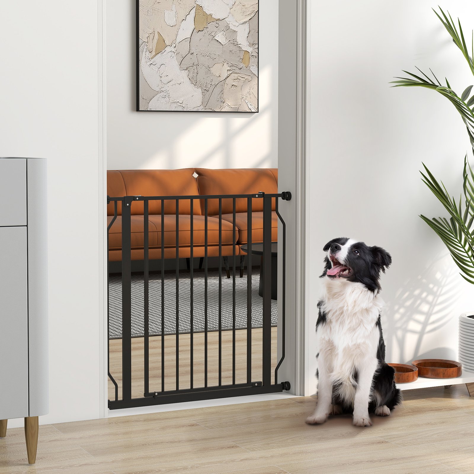 Extra Wide Dog Gate, with Door Pressure, for Doorways, Hallways, Staircases - Black - Image 9