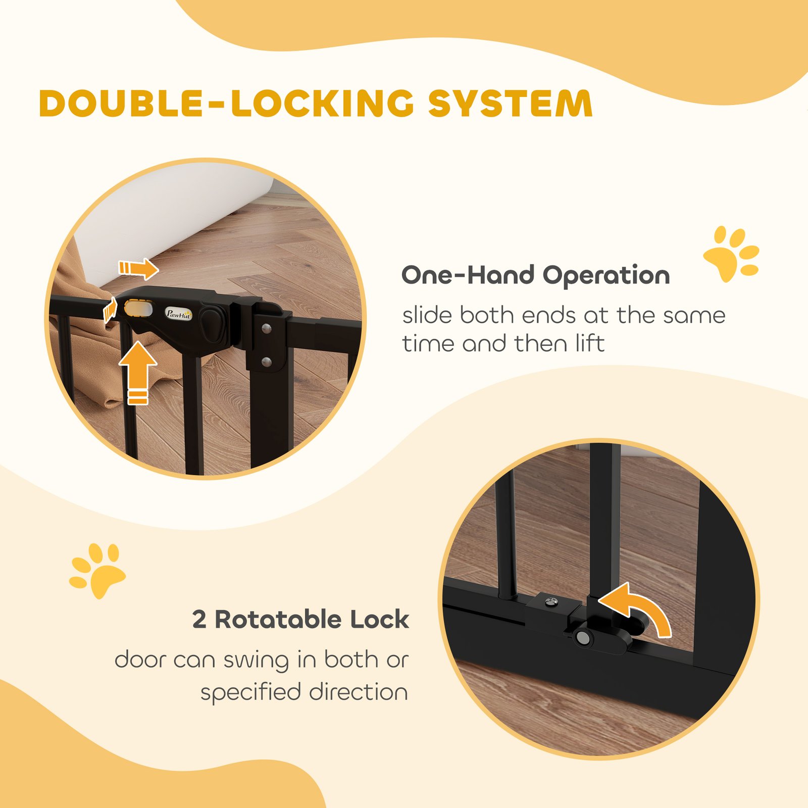 Adjustable Safety Gate w/ One Extensions, Four Adjustable Screws, Black