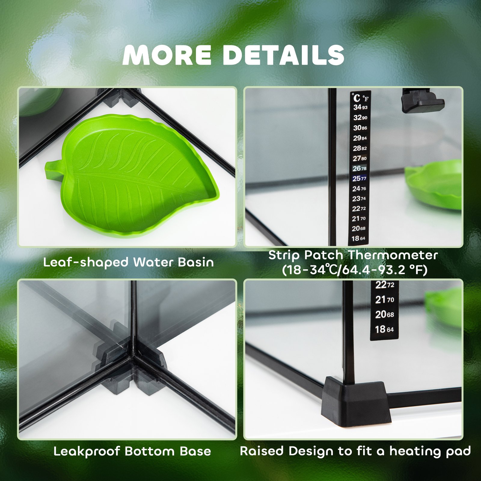 Glass Reptile Terrarium Insect Breeding Tank Vivarium Habitats with Thermometer for Lizards, Horned Frogs, Snakes, Spiders - Small 30 x 30 x 20cm - Image 6