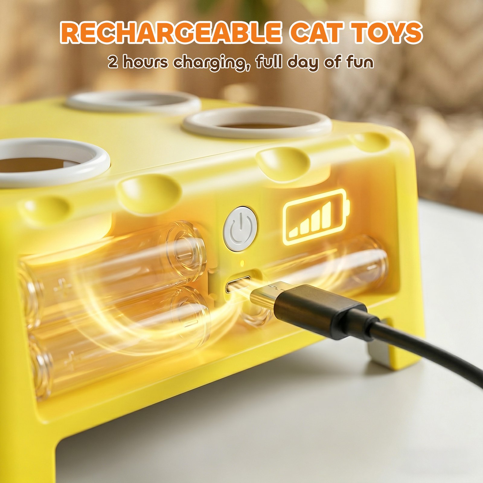 3 in 1 Interactive Cat Toys with Mouse & Feather Teaser Toy Rechargeable Automatic for Indoor Kittens & Adult Cats - Image 5