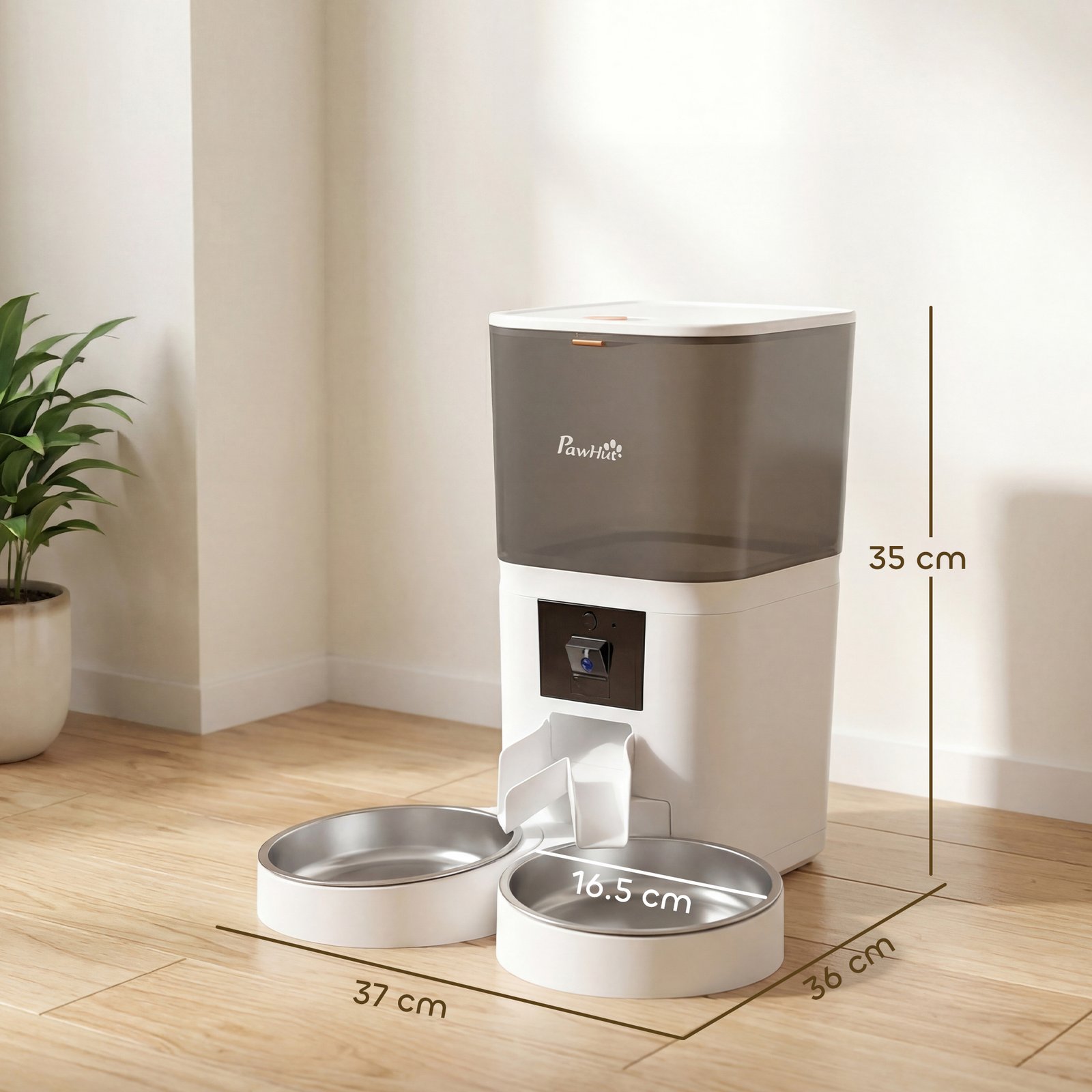 Automatic Cat Feeder for 2 Cats with HD Camera，2.4G & 5G WiFi Pet Food Dispenser 6L APP Control