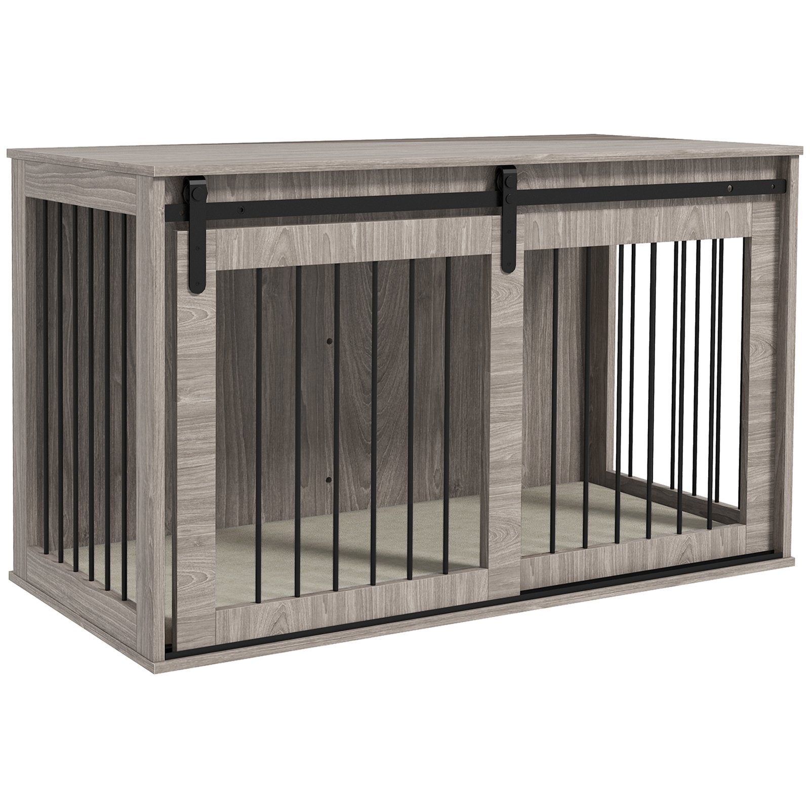 46.46'' Dog Crate Furniture with Removable Cushion & Security Latch for Extra Large Dogs - Walnut Brown