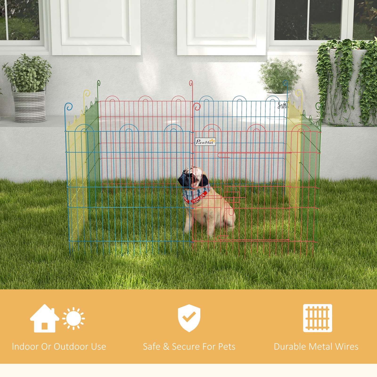 Pet Playpen Crate, with Eight Panels, Door, for Indoors and Outdoors, 60H x Φ156cm - Image 7