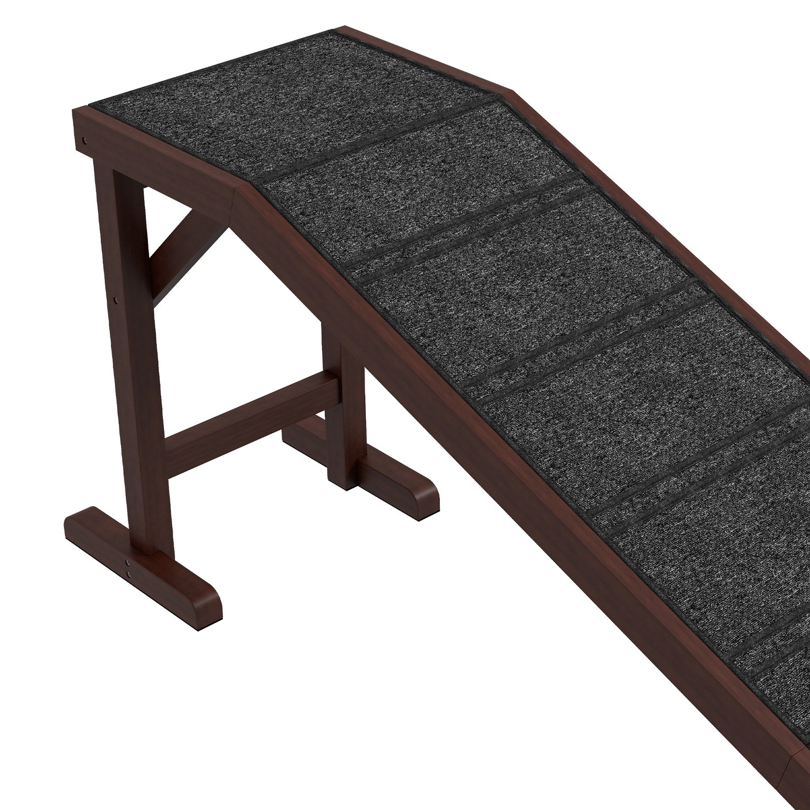 Pet Ramp for Dogs with Non-Slip Carpet and Top Platform - Brown & Grey - Image 8