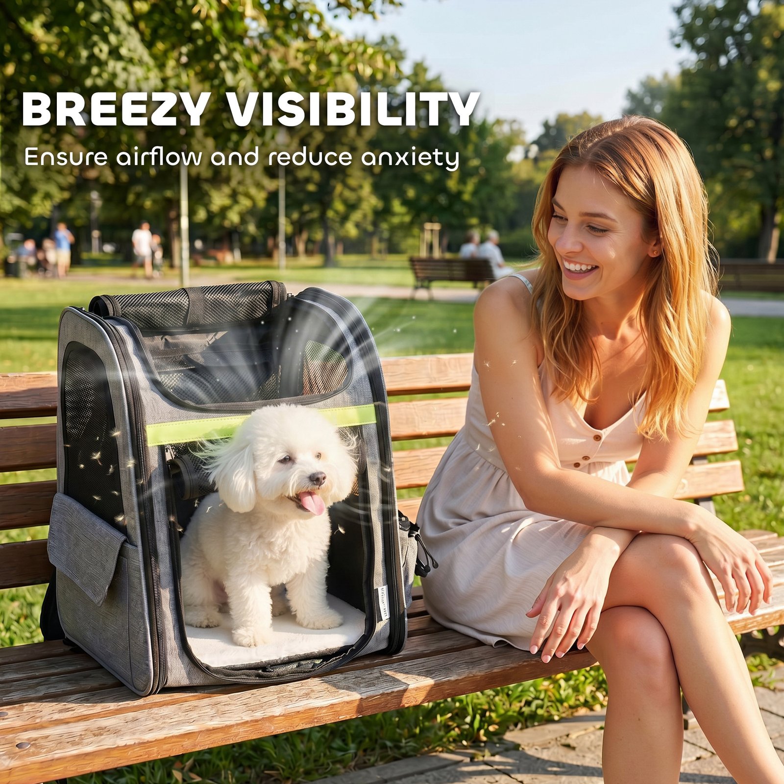 Dog Carrier Backpack Expandable, Breathable Pet Carrier Bag for Small Puppy Cat with Reflective Strip for Travel Hiking