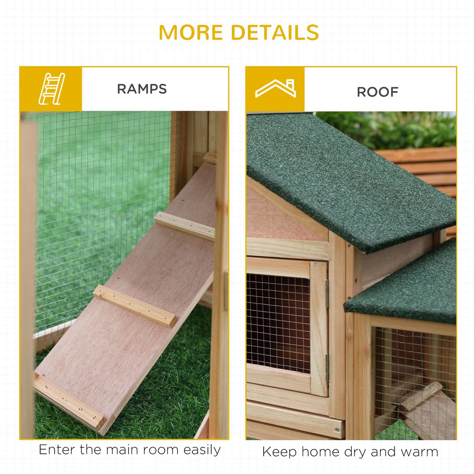 Wooden Rabbit Hutch 2-Storey with Run Outdoor Bunny Guinea Pig, Natural Wood