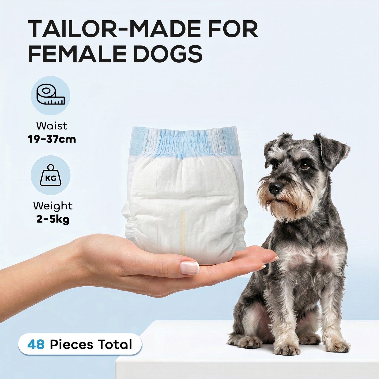 Disposable Dog Diapers Female for S Dogs Incontinence or Excitable Urination and Training 48 Count