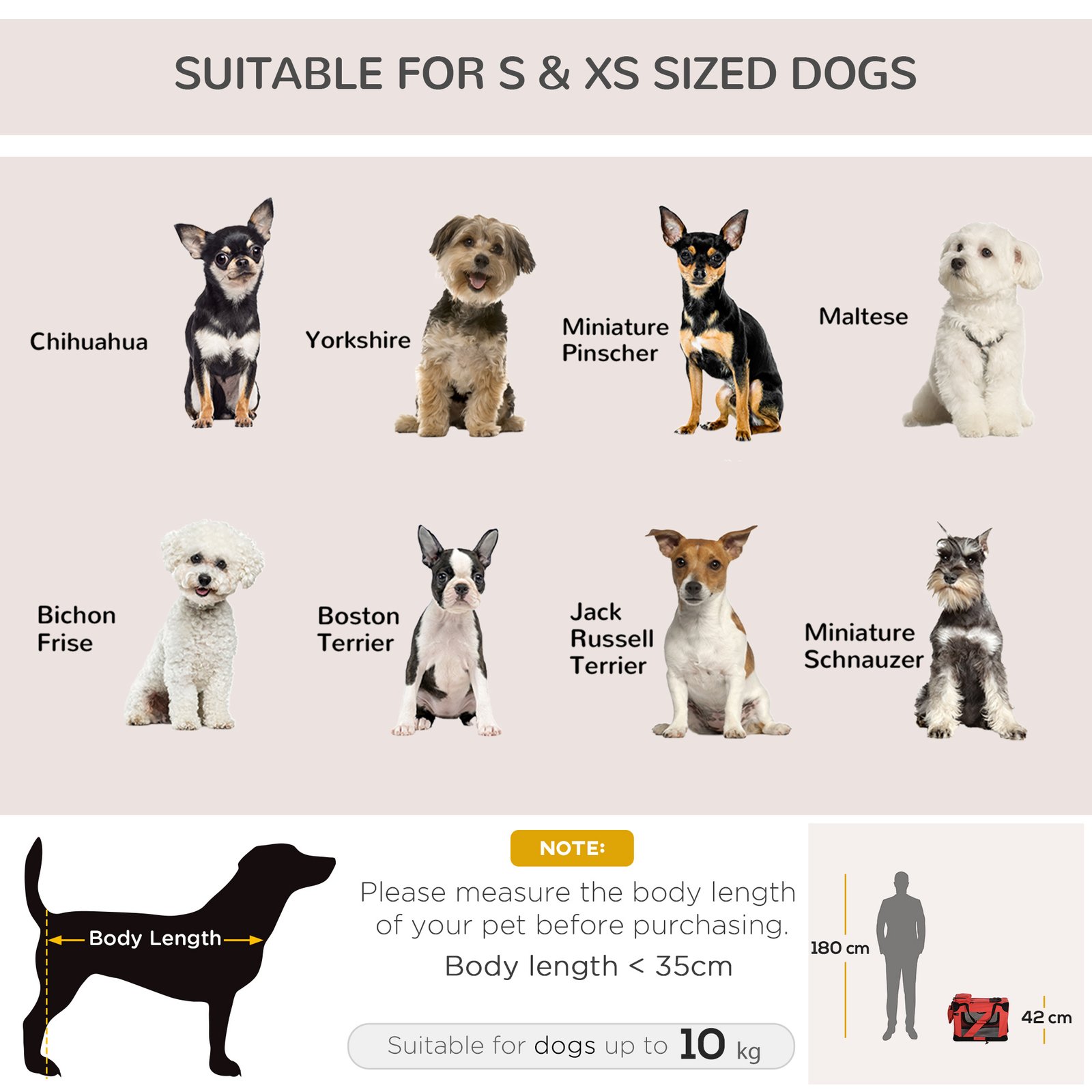 Foldable Pet Carrier for Small and Miniature Dogs, Portable Cat Carrier Soft Side Pet Travel Crate with Removable Mat, Storage Bags, Breathable Mesh Window 60 x 42 x 42cm - Red - Image 5