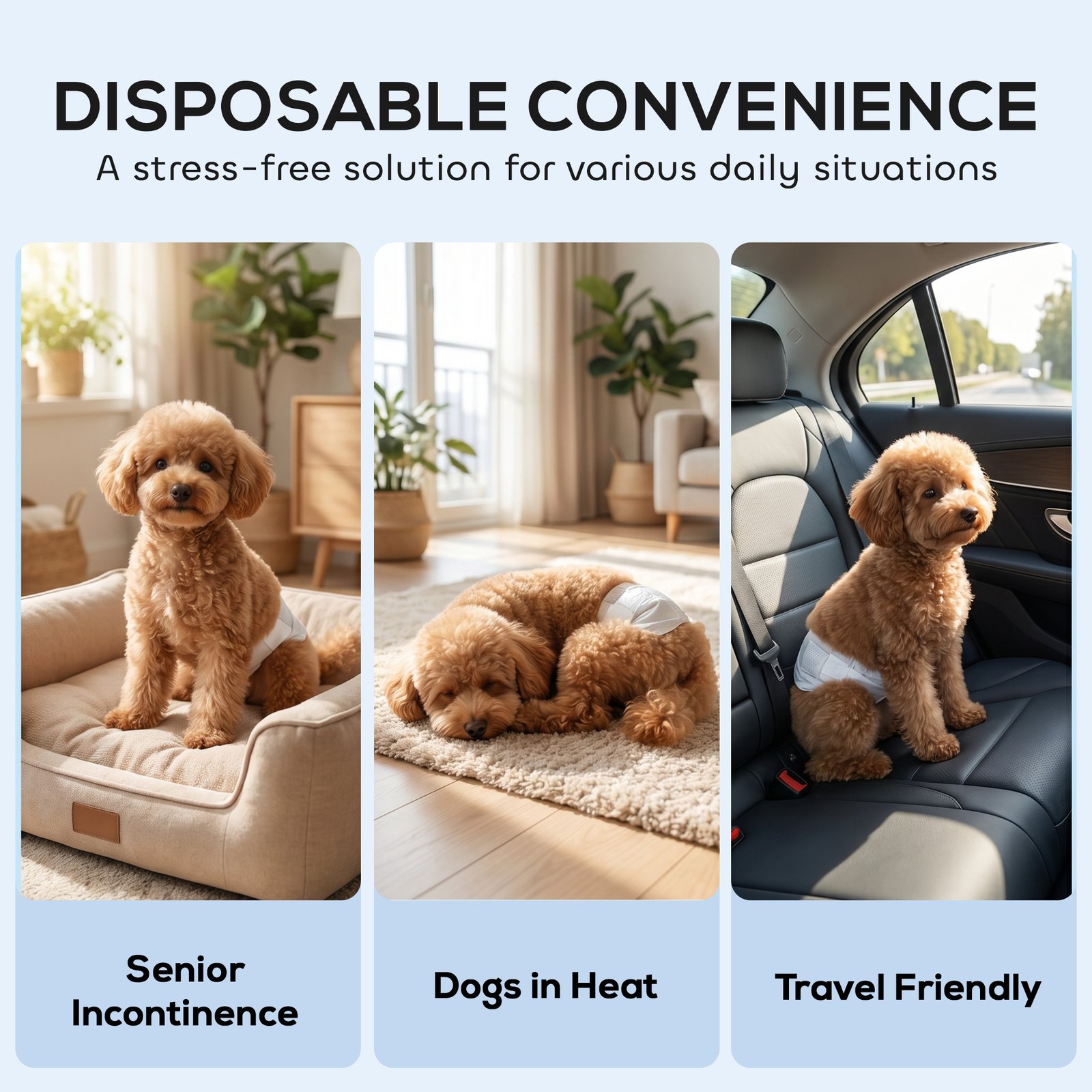 Dog Diapers Super Absorbent Leak-Proof Dog Nappies for Male Dogs Size S 30-48 cm Waist