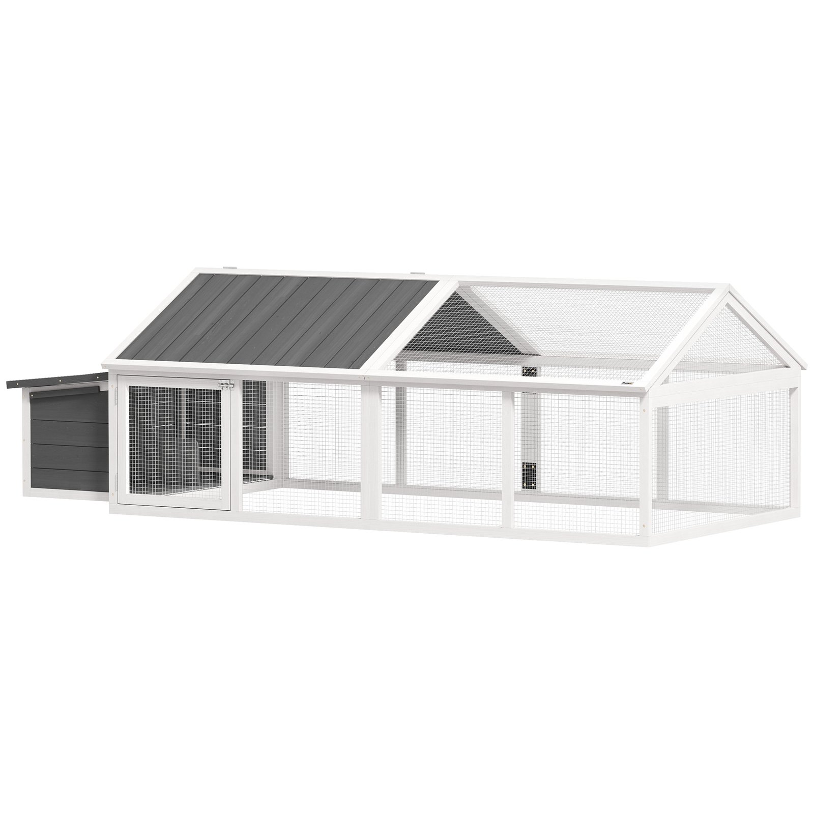 Wooden Chicken Coop with Nesting Box, Openable Roof, for 4-8 Chickens, White