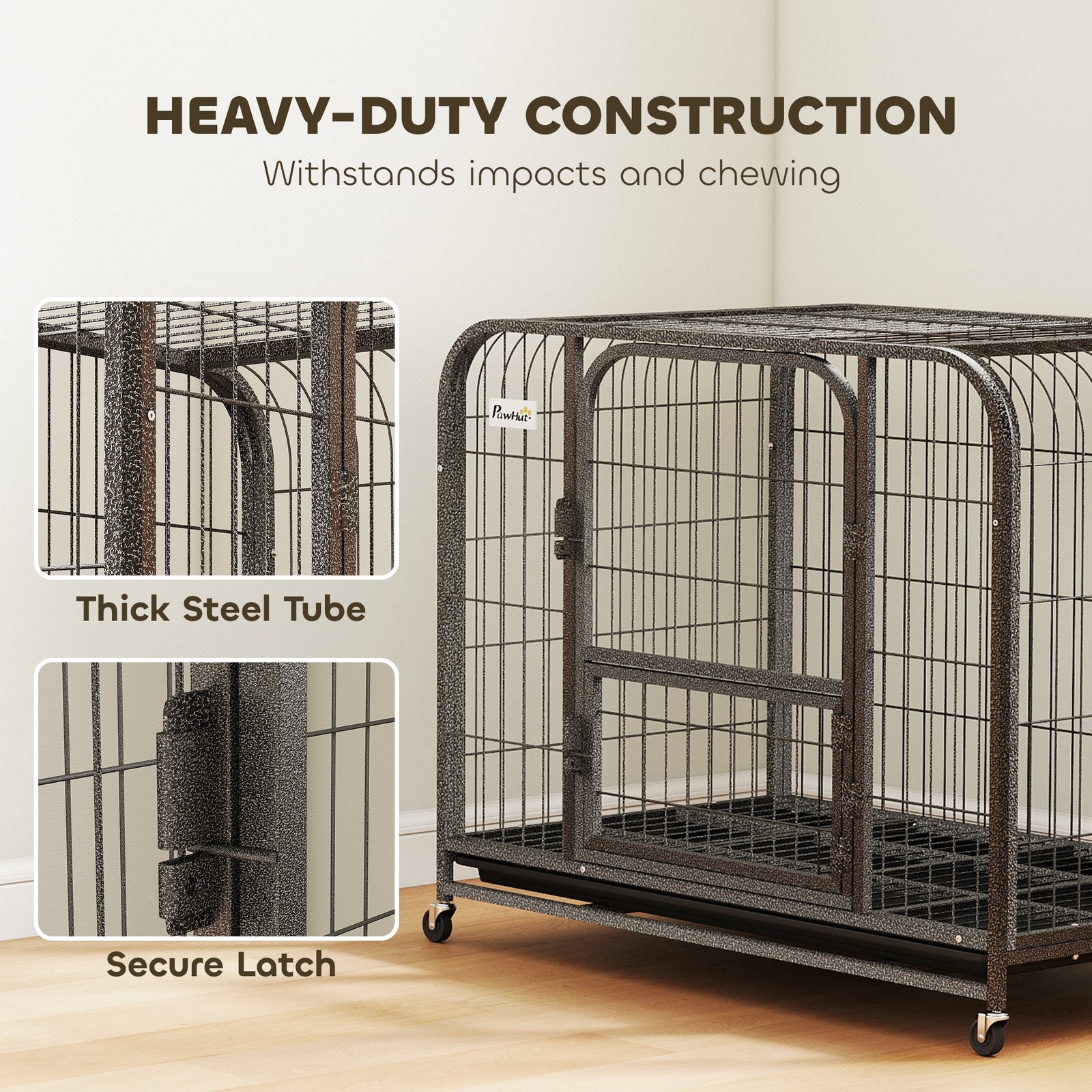 Heavy Duty Dog Crate,93 x 58 x 76 cm, Large Dog Cage for Small to Medium Breeds