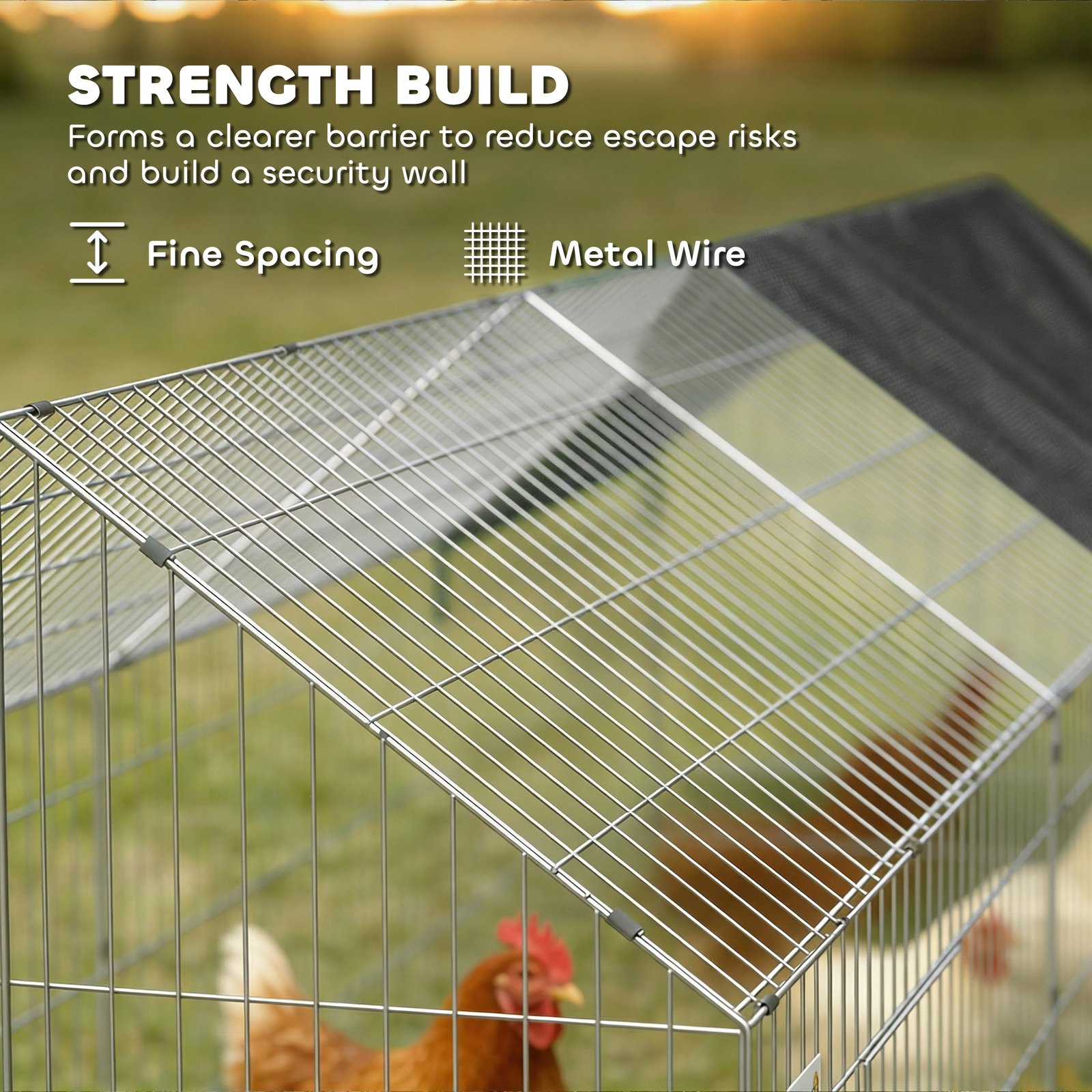 Rabbit Run with Protective Cover for Small Animals, Chickens, Guinea Pigs, Tortoises, 180 x 75 x 75 cm, Black