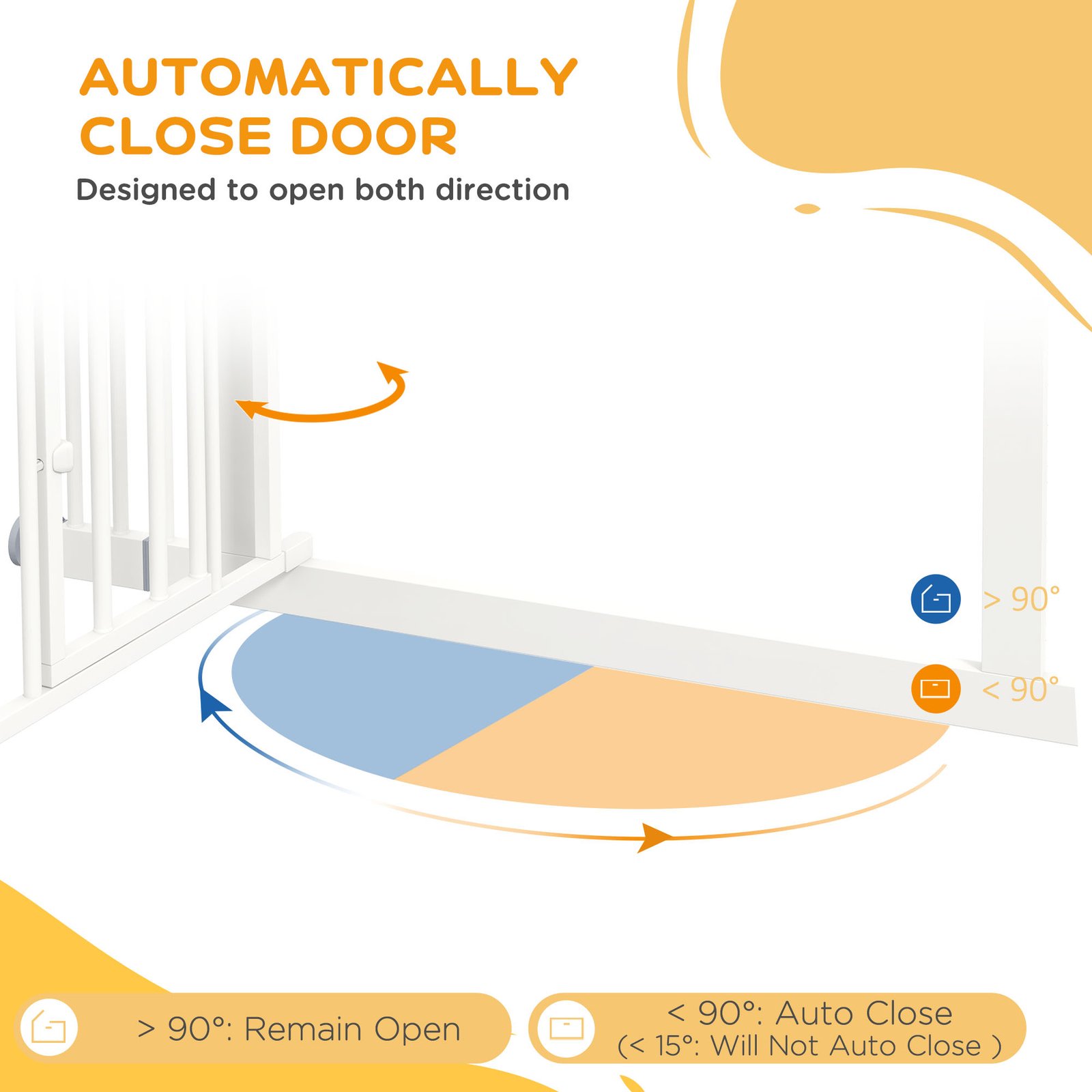 Extra Tall Pet Gate, Indoor Dog Safety Gate, with Cat Flap, Auto Close, 74-101cm Wide - White - Image 5