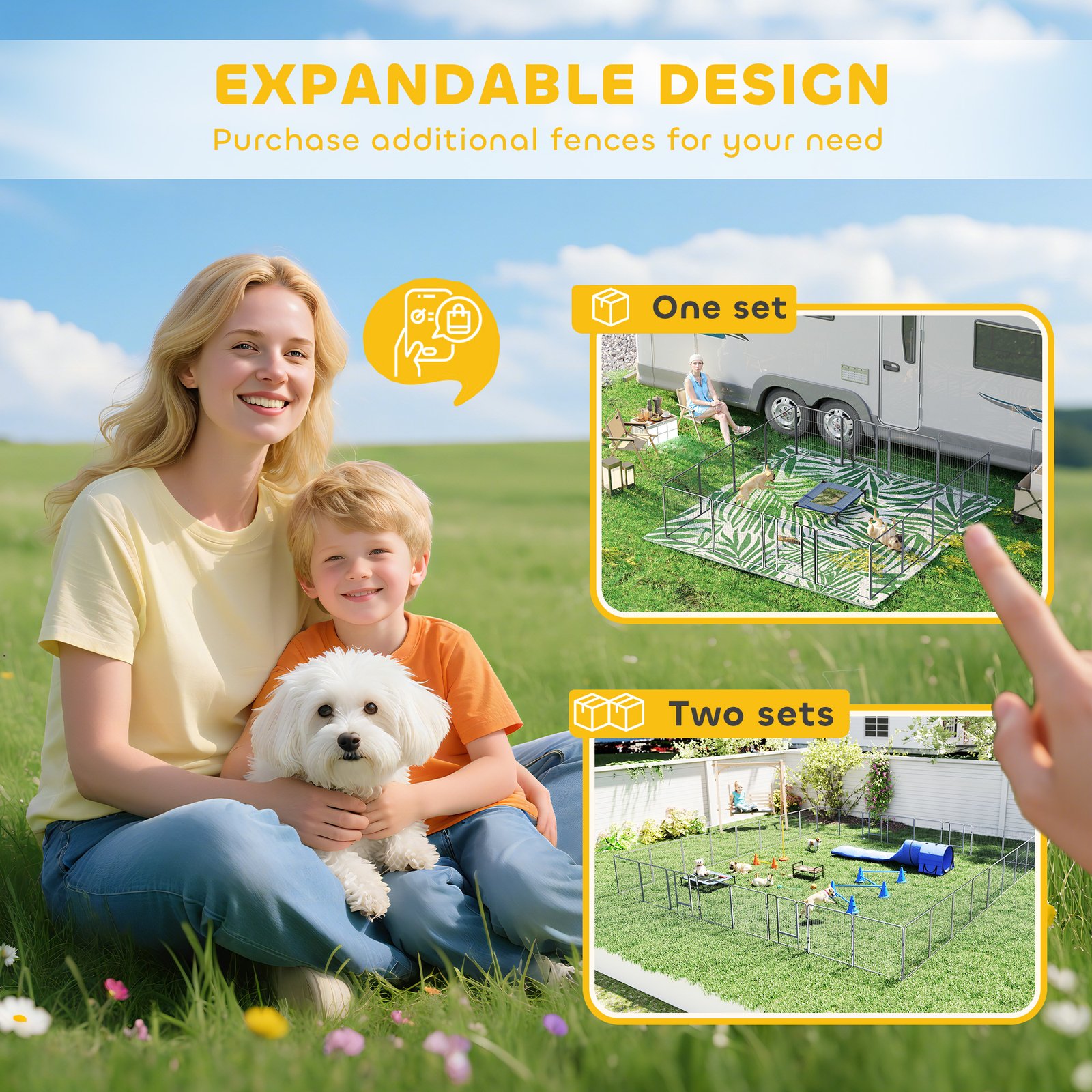 16 Panels Heavy Duty Puppy Playpen, for Small and Medium Dogs, Indoor and Outdoor Use - Grey