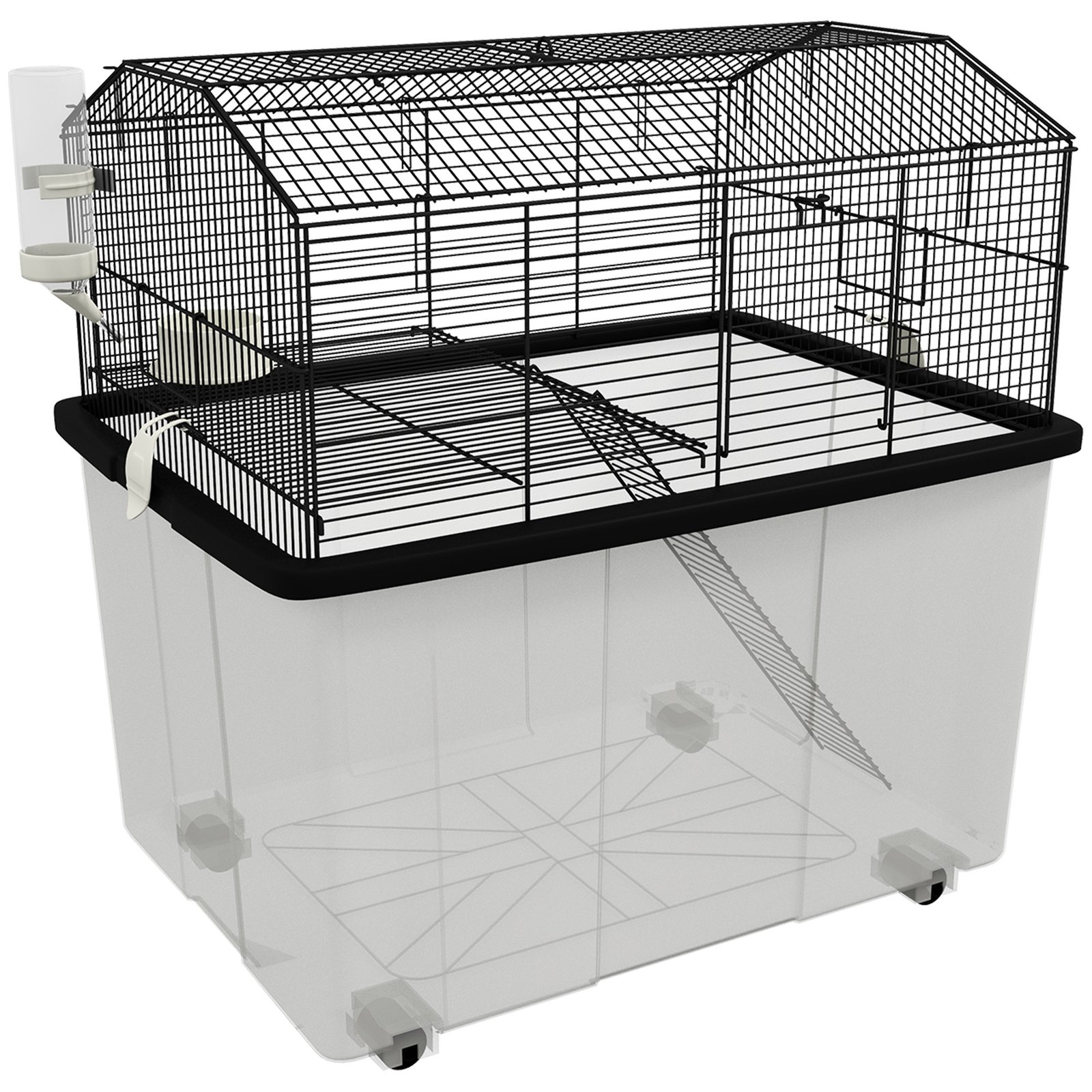 Two-Tier Gerbil Cage, Hamster Cage for Dwarf Hamster w/ Wheels, Deep Bottom, Food Dish, Water Bottle