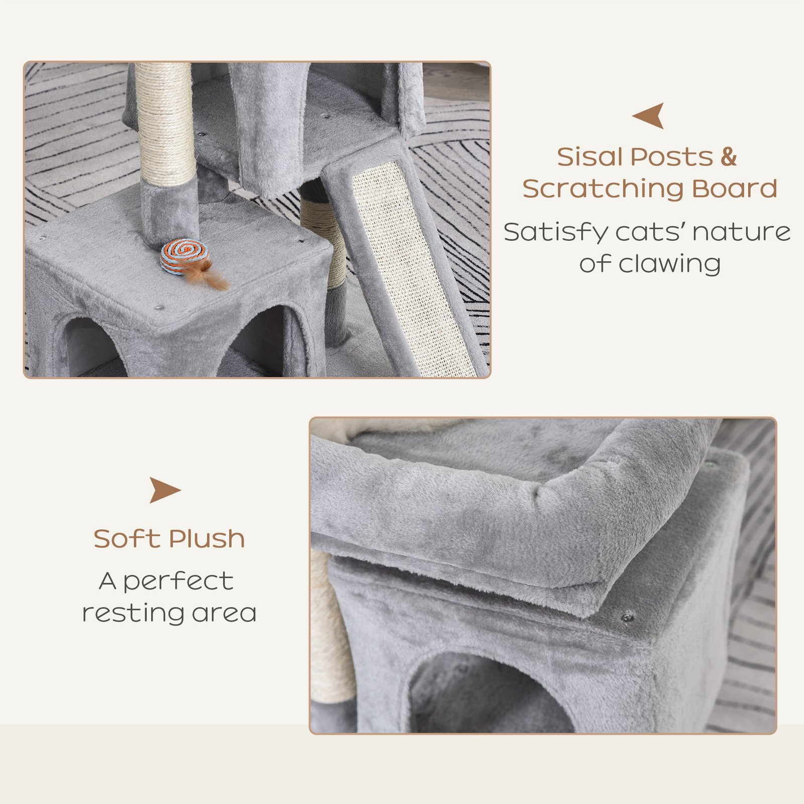 Cat Tree for Indoor Cats 81cm Cat Scratching Post Scratch Board Kitten Tower Climbing Frame Grey